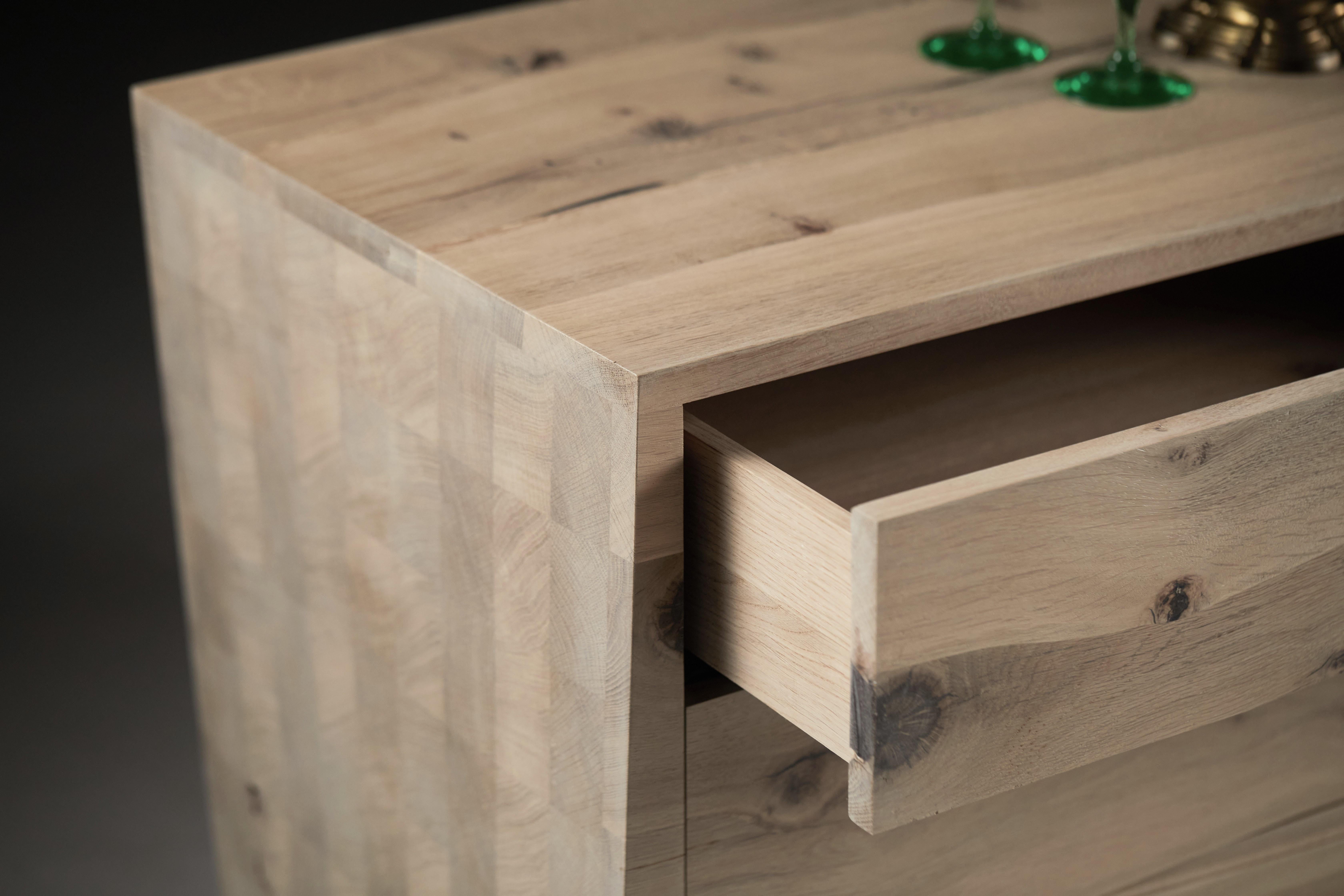 Oak Bleached oak side chest of drawers with asymmetrical sides by Jonathan Field For Sale