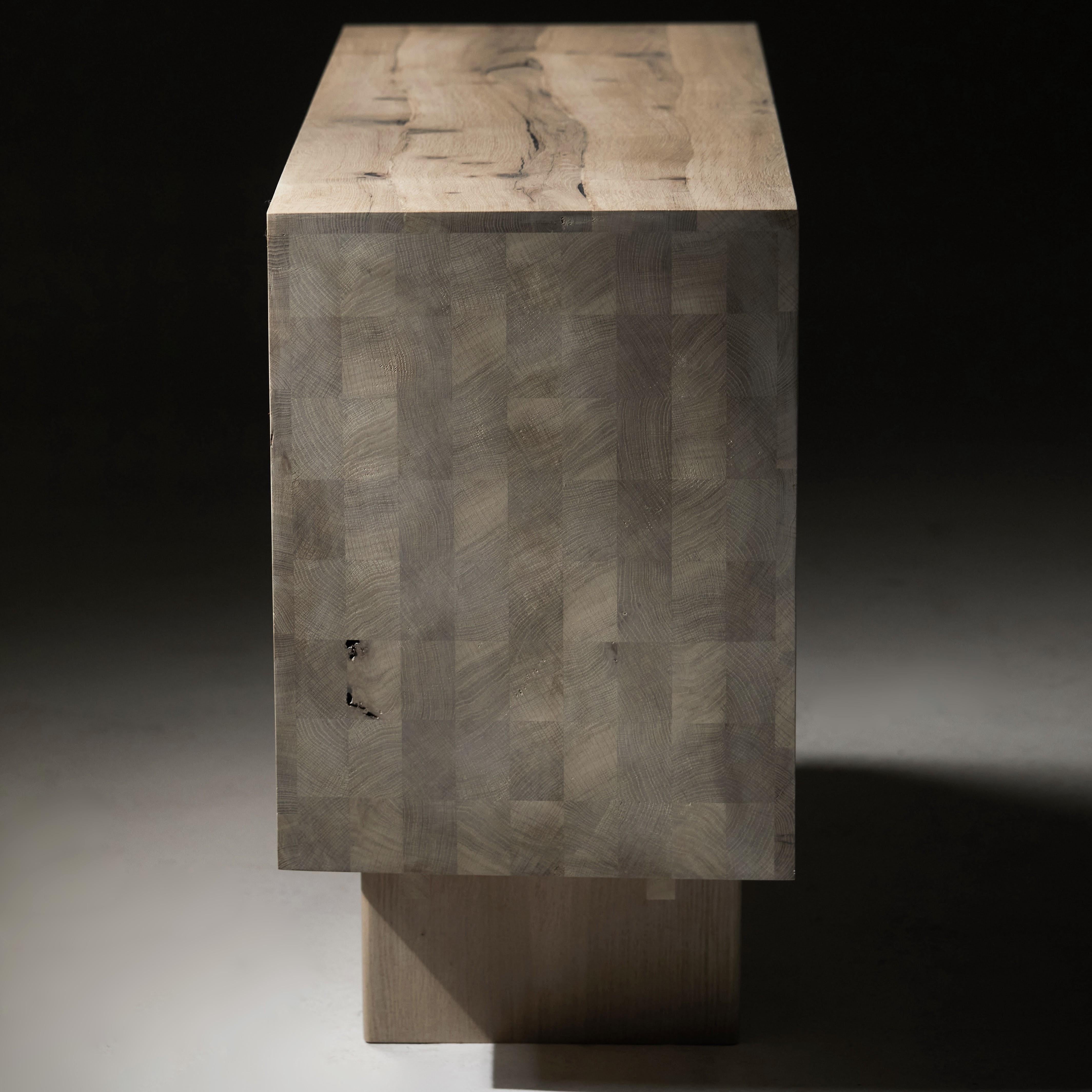 Bleached oak side chest of drawers with asymmetrical sides by Jonathan Field For Sale 1