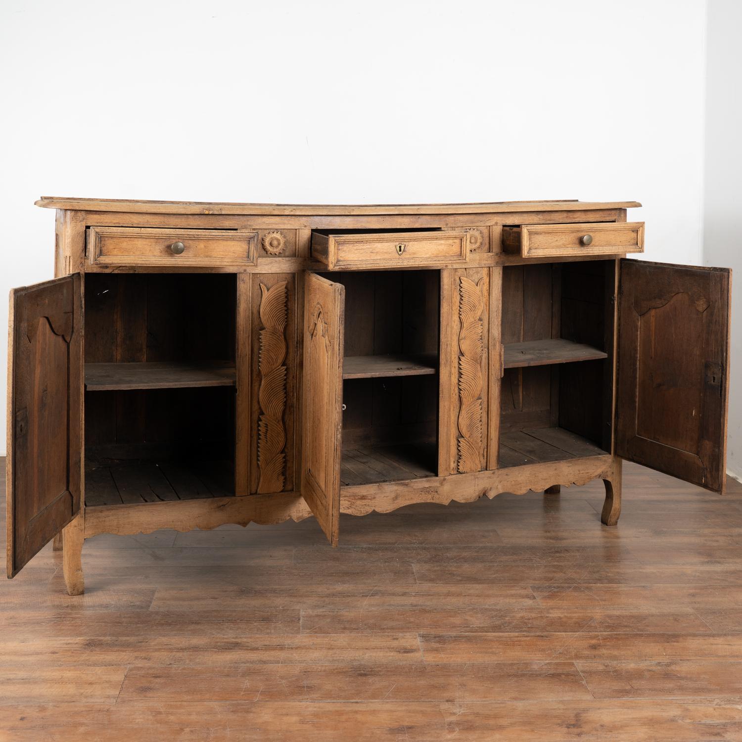 Country Bleached Oak Sideboard Buffet from France, circa 1800's