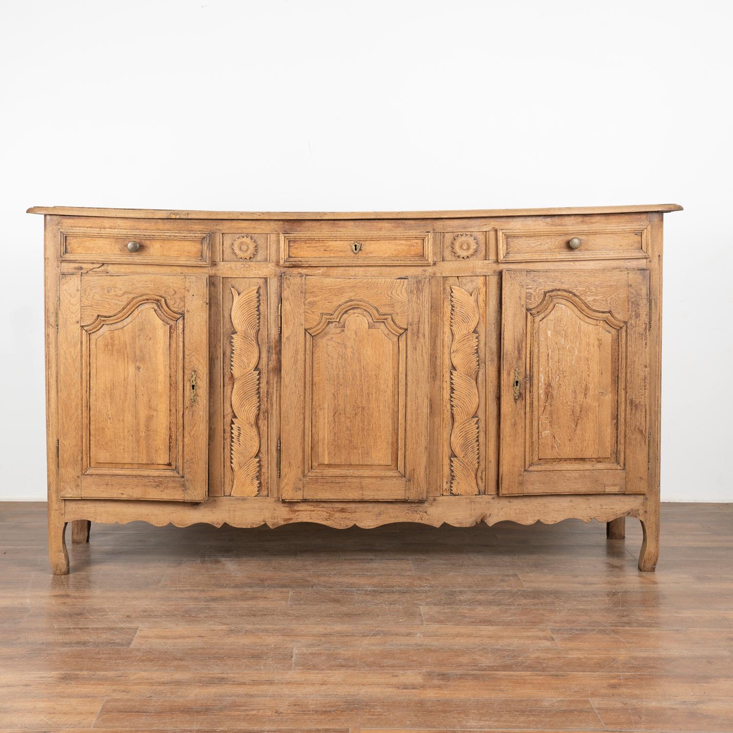 French Bleached Oak Sideboard Buffet from France, circa 1800's