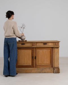 Bleached Oak Sideboard, French Provincial Style, 19th Century, Antique