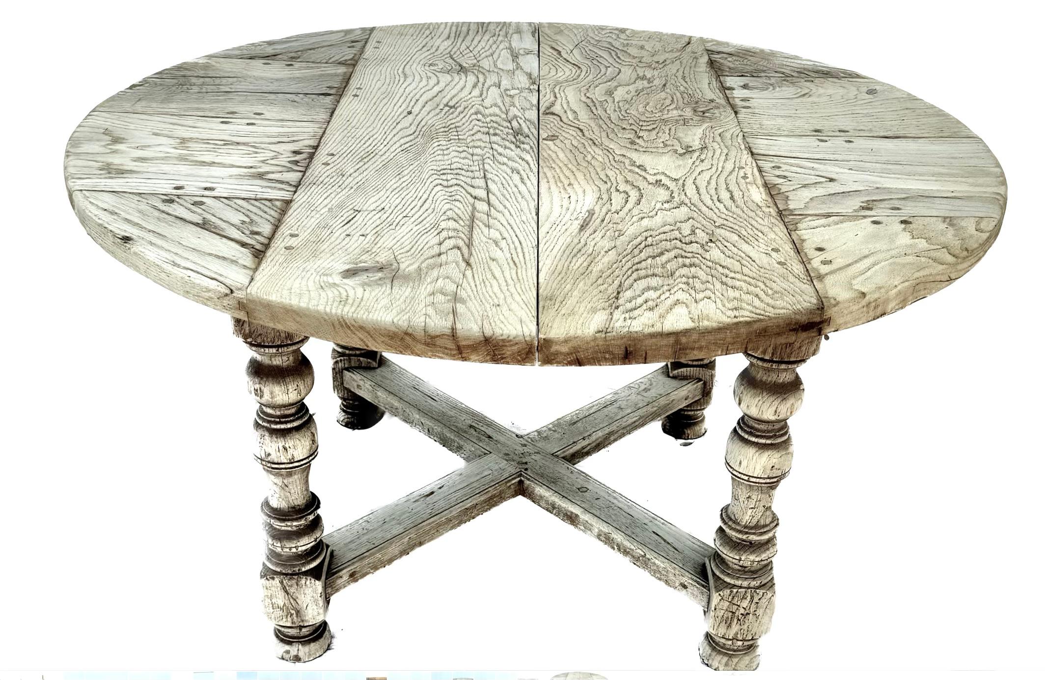Bleached Oak Table With Two Leaves 3