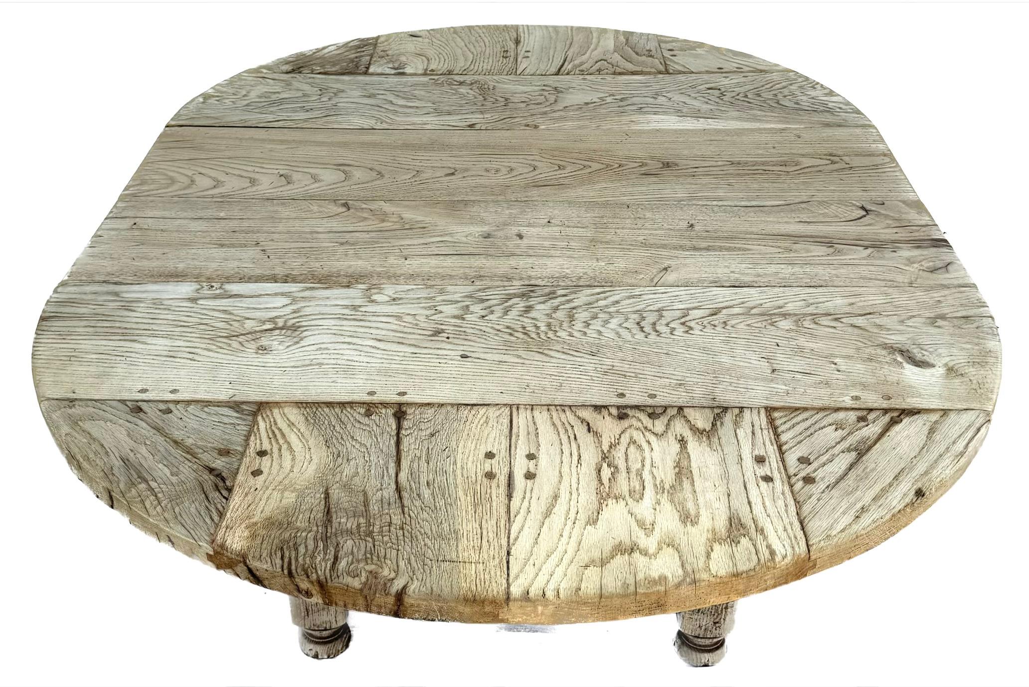 20th Century Bleached Oak Table With Two Leaves