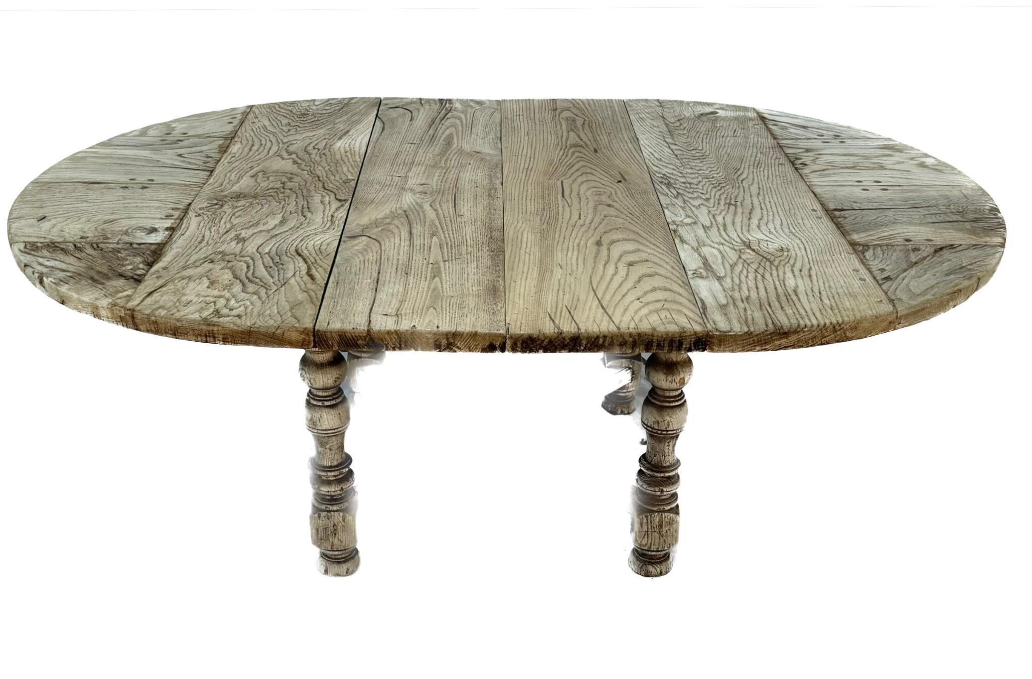 Wood Bleached Oak Table With Two Leaves