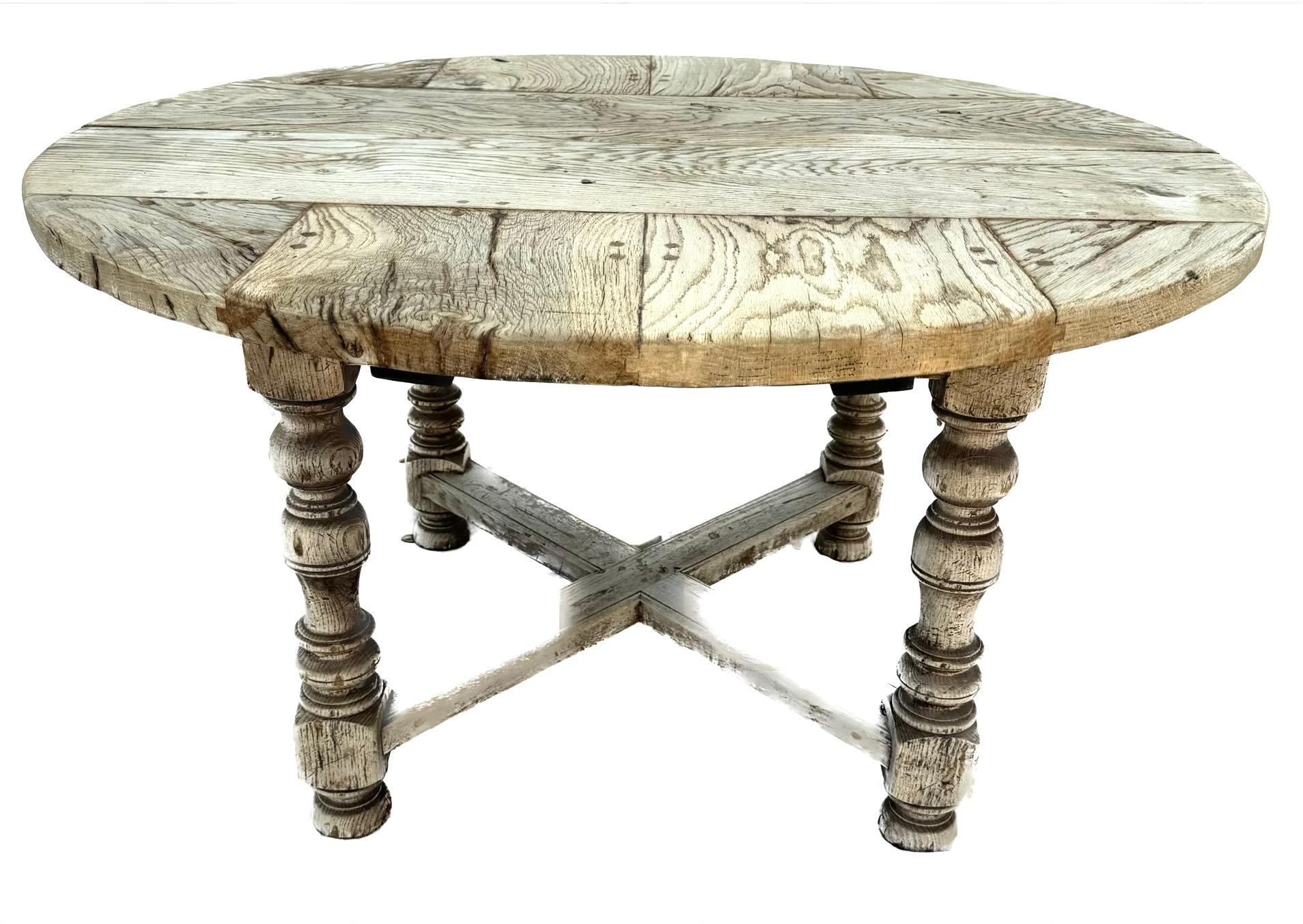 Bleached Oak Table With Two Leaves 2