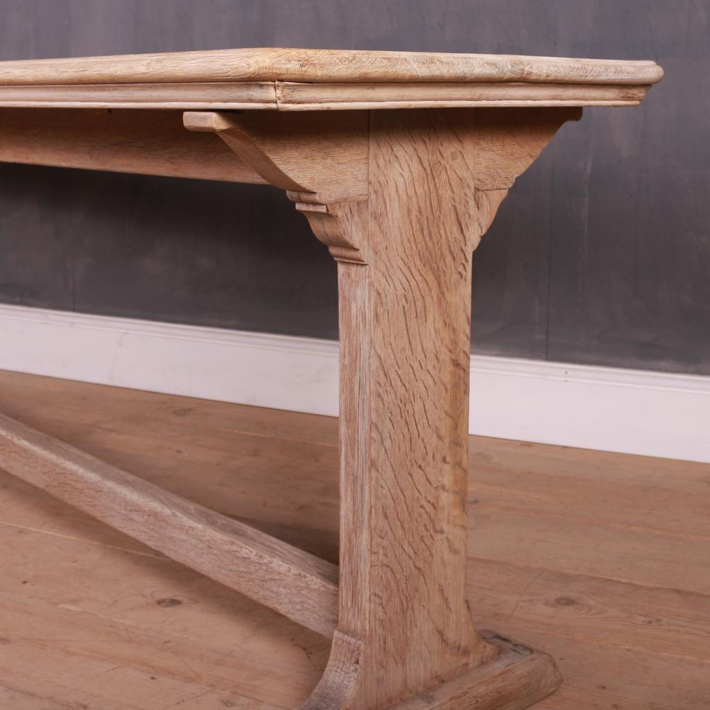 Bleached Oak Trestle Table In Good Condition In Leamington Spa, Warwickshire