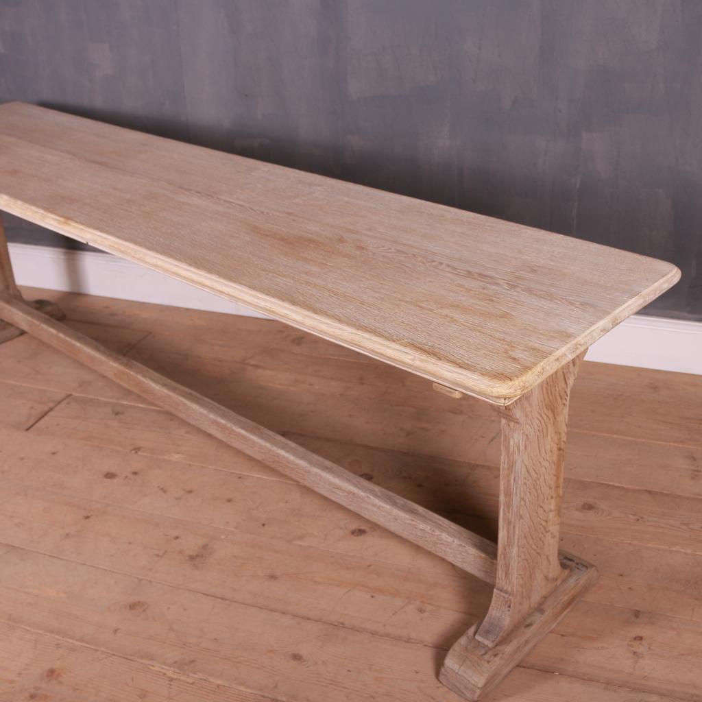 19th Century Bleached Oak Trestle Table
