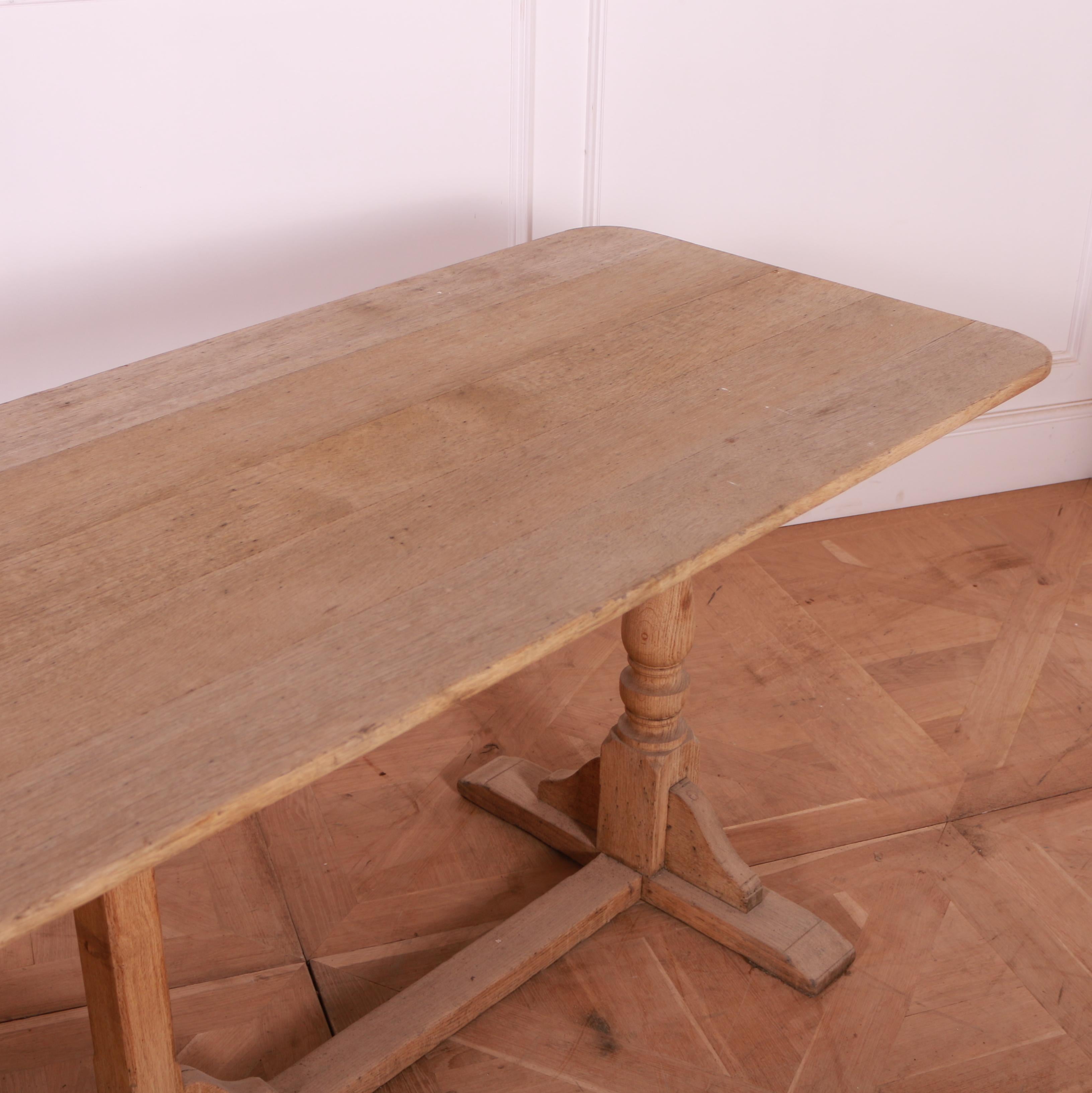 19th Century Bleached Oak Trestle Table For Sale