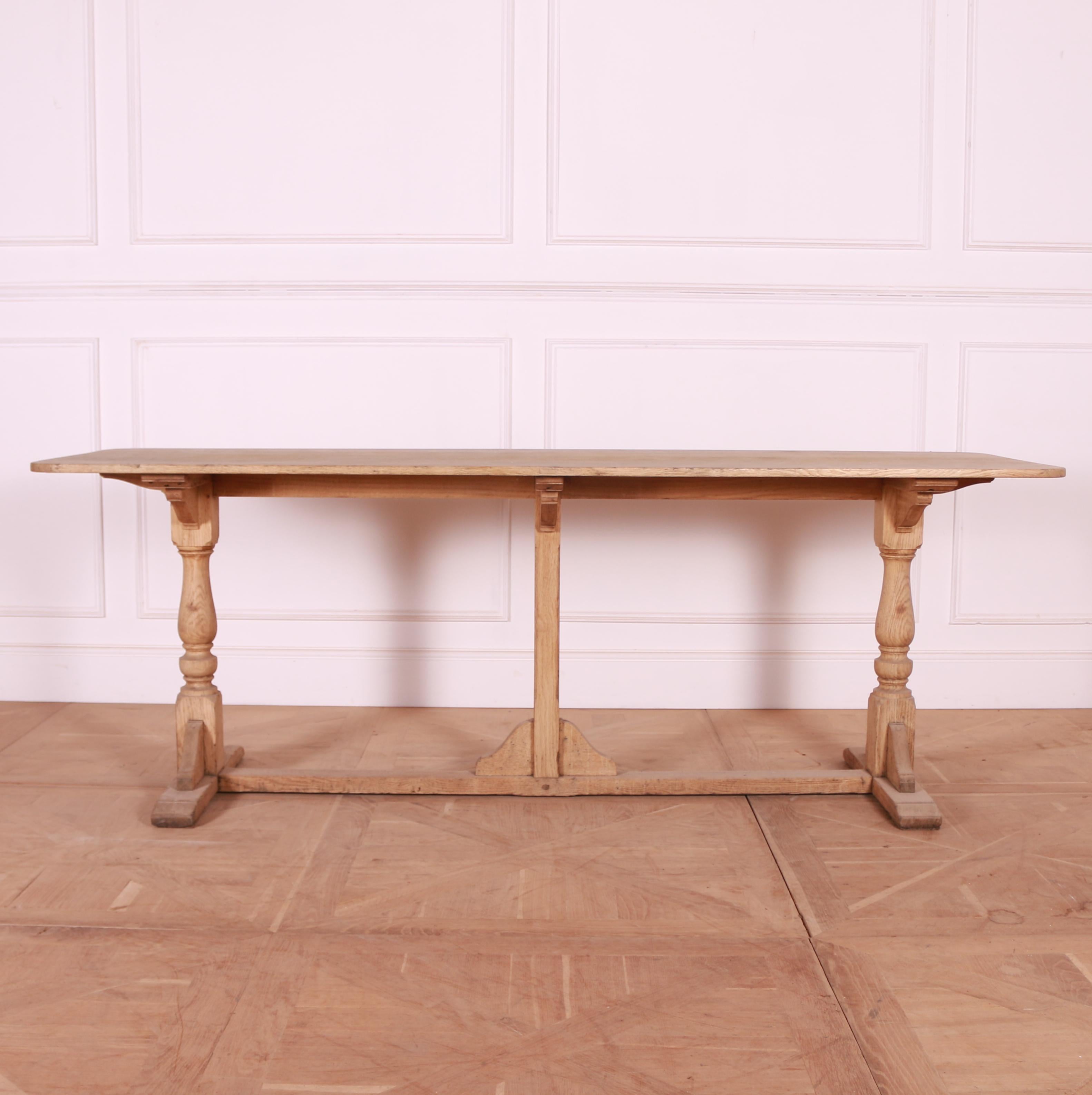 Bleached Oak Trestle Table For Sale 1