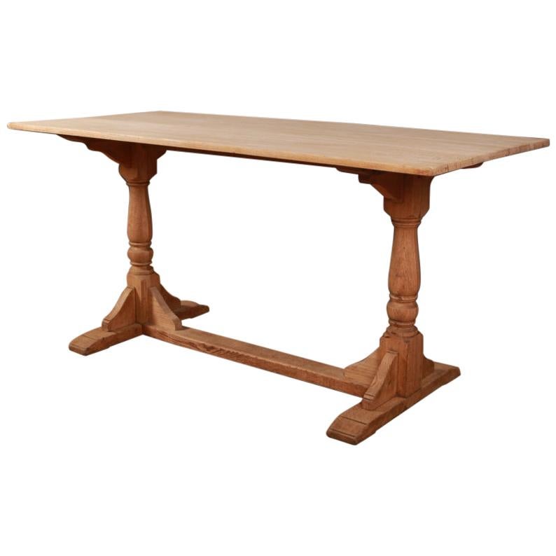 Bleached Oak Trestle Table at 1stDibs
