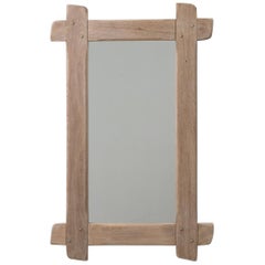 Bleached Oak Wall Mirror, French Provincial Style, 1970s, France