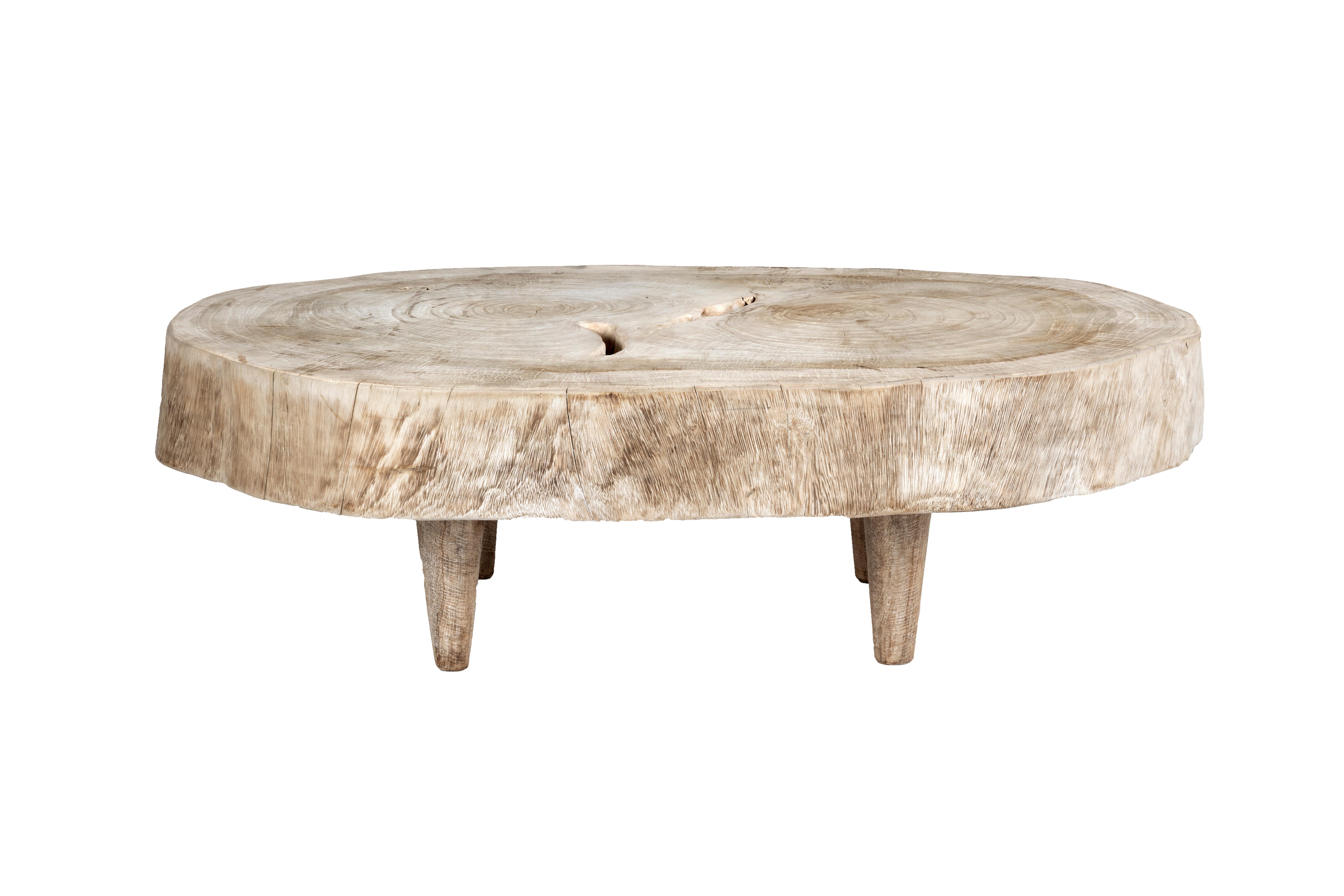 Bleached Organic Form Lychee Wood Coffee Table  In Good Condition In Dallas, TX
