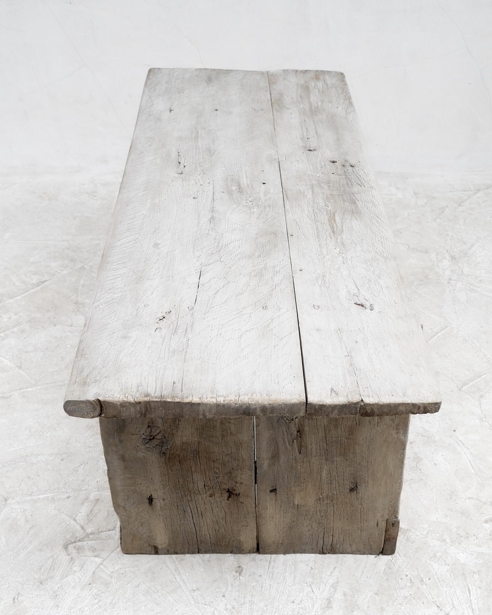 18th Century and Earlier Bleached-Out Hewn Slab Table  For Sale