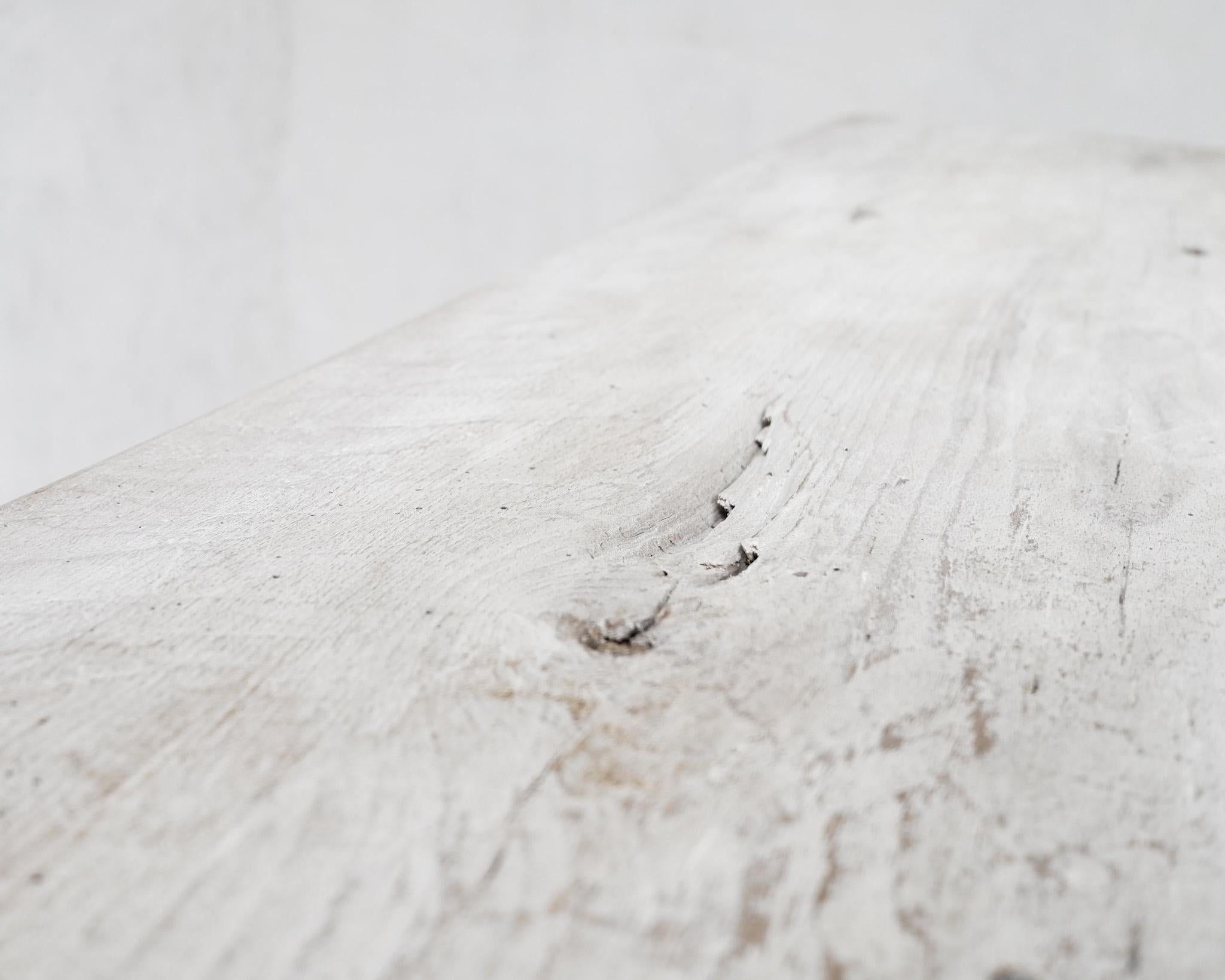 Beech Bleached-Out Hewn Slab Table  For Sale