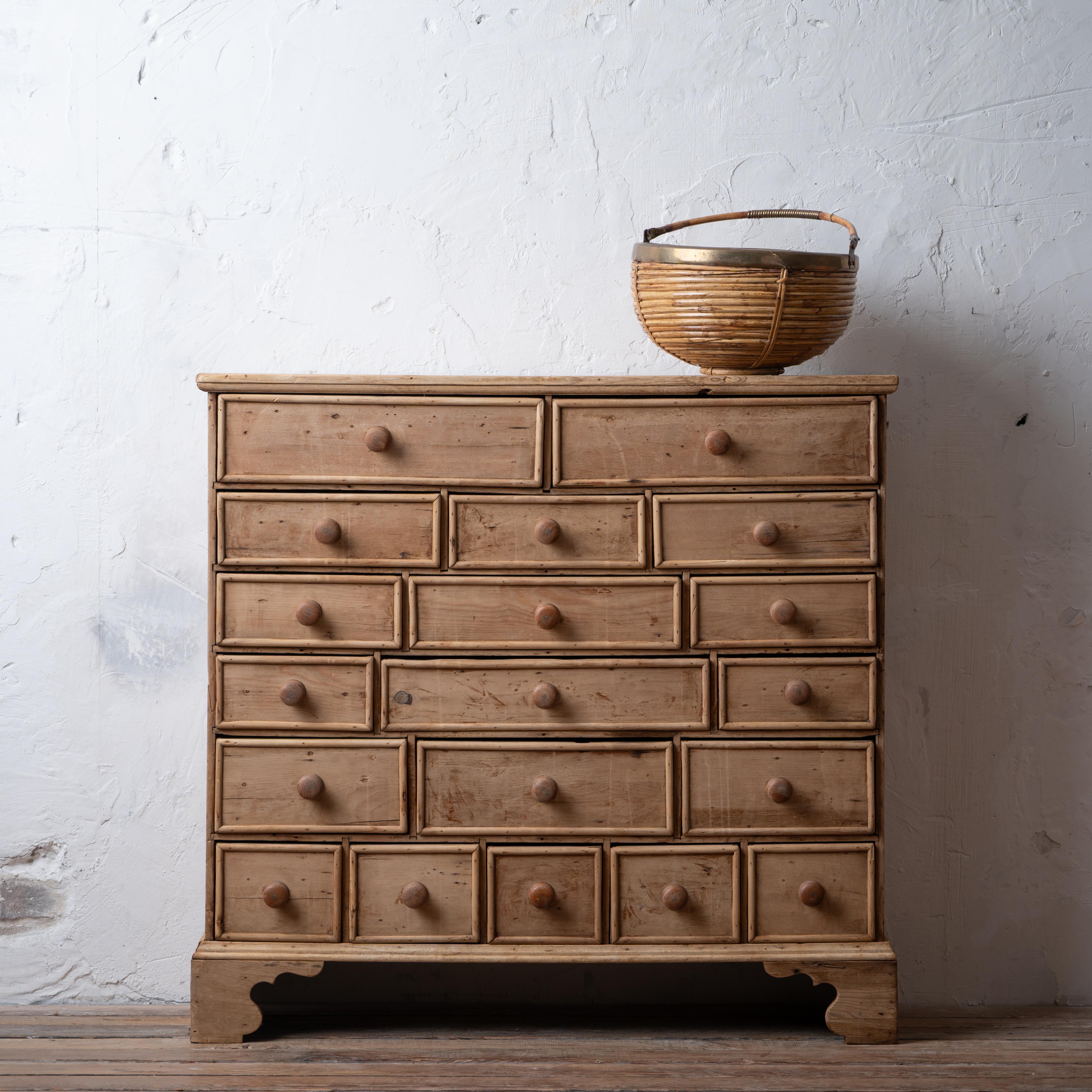 Bleached Pine Apothecary, 19th Century In Good Condition For Sale In Savannah, GA