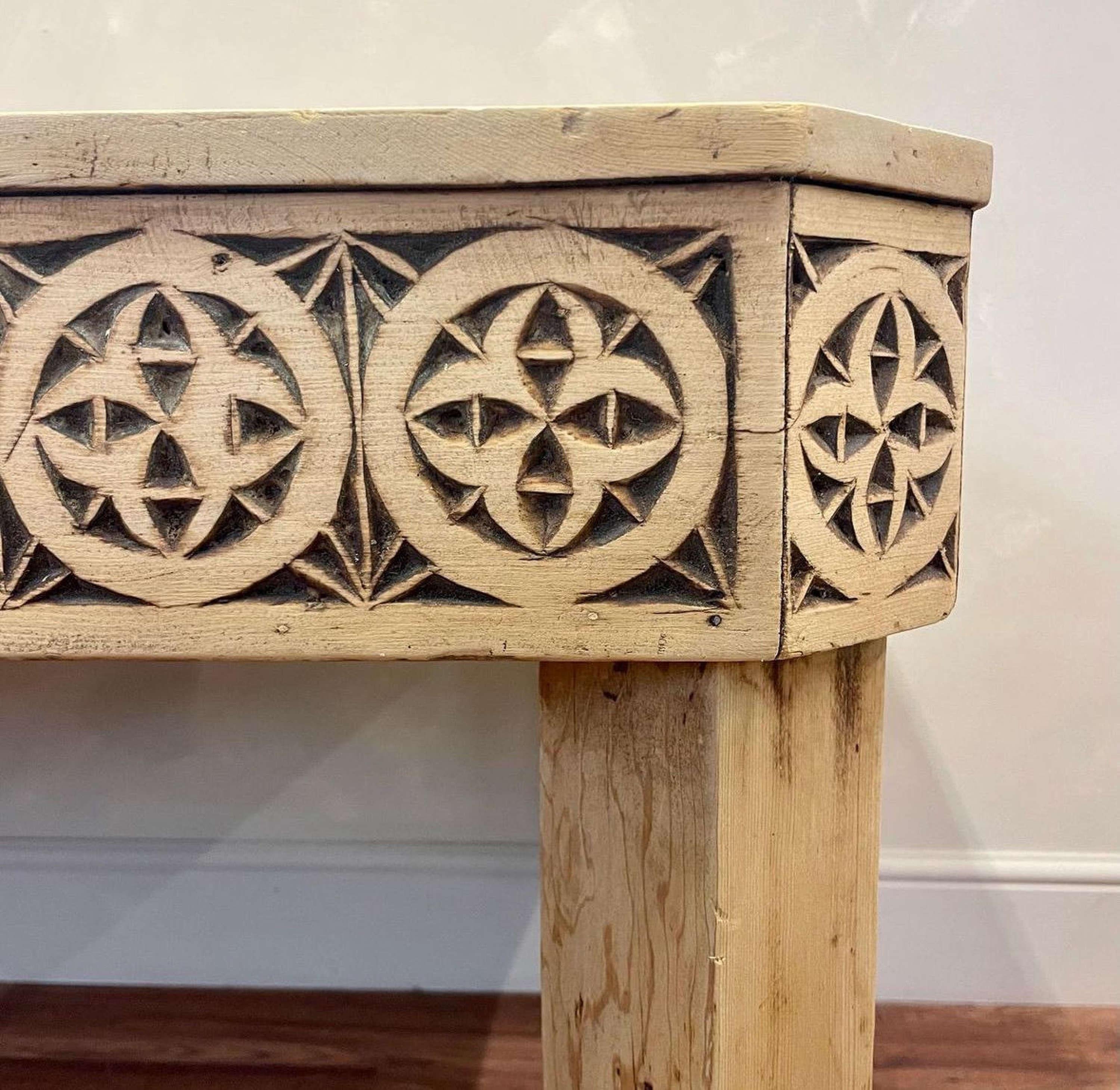 19th Century Bleached Pine Carved Table For Sale