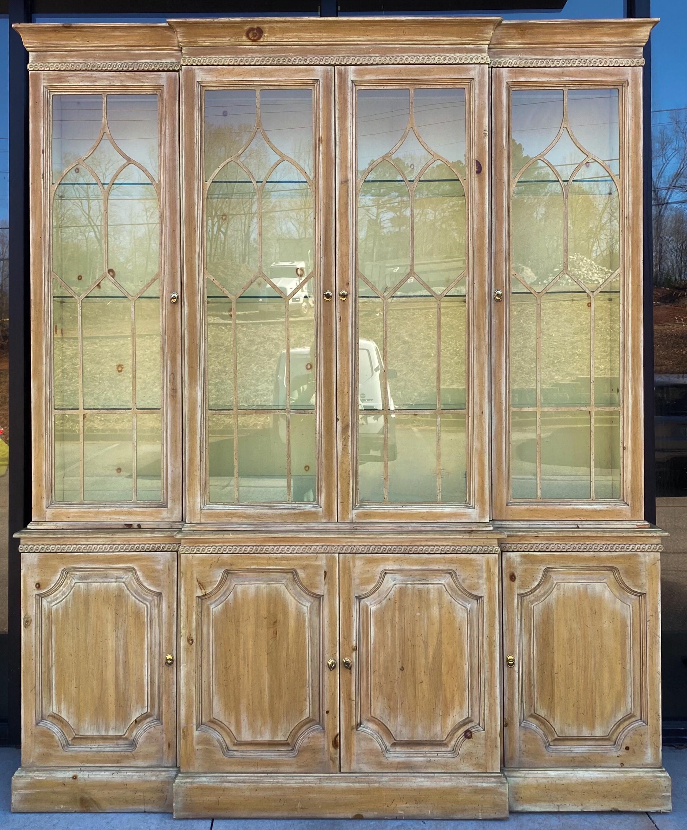 Bleached Pine Chinese Chippendale Style Cabinet by Davis Cabinet Company 6
