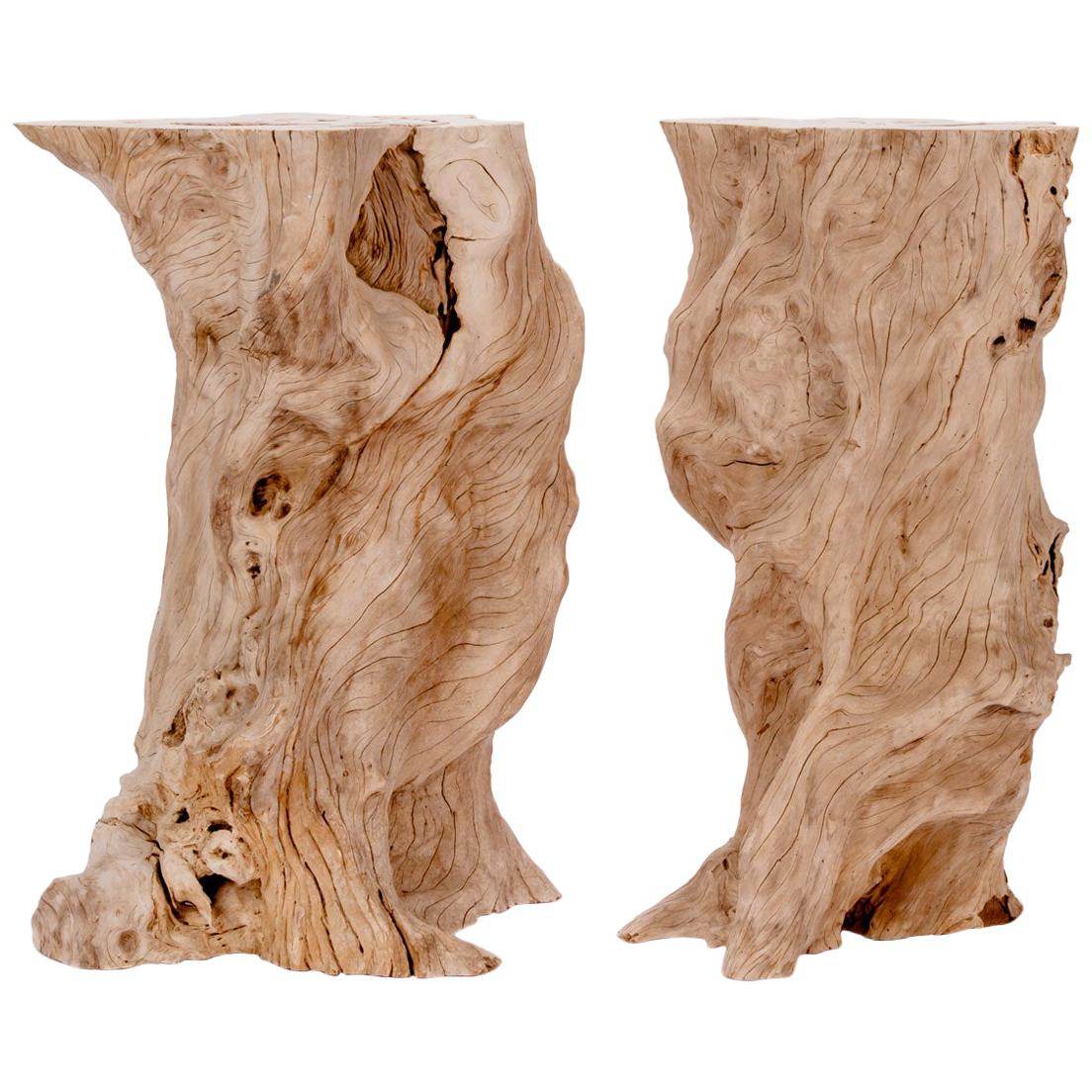 Bleached Plumeria Wood Pedestals