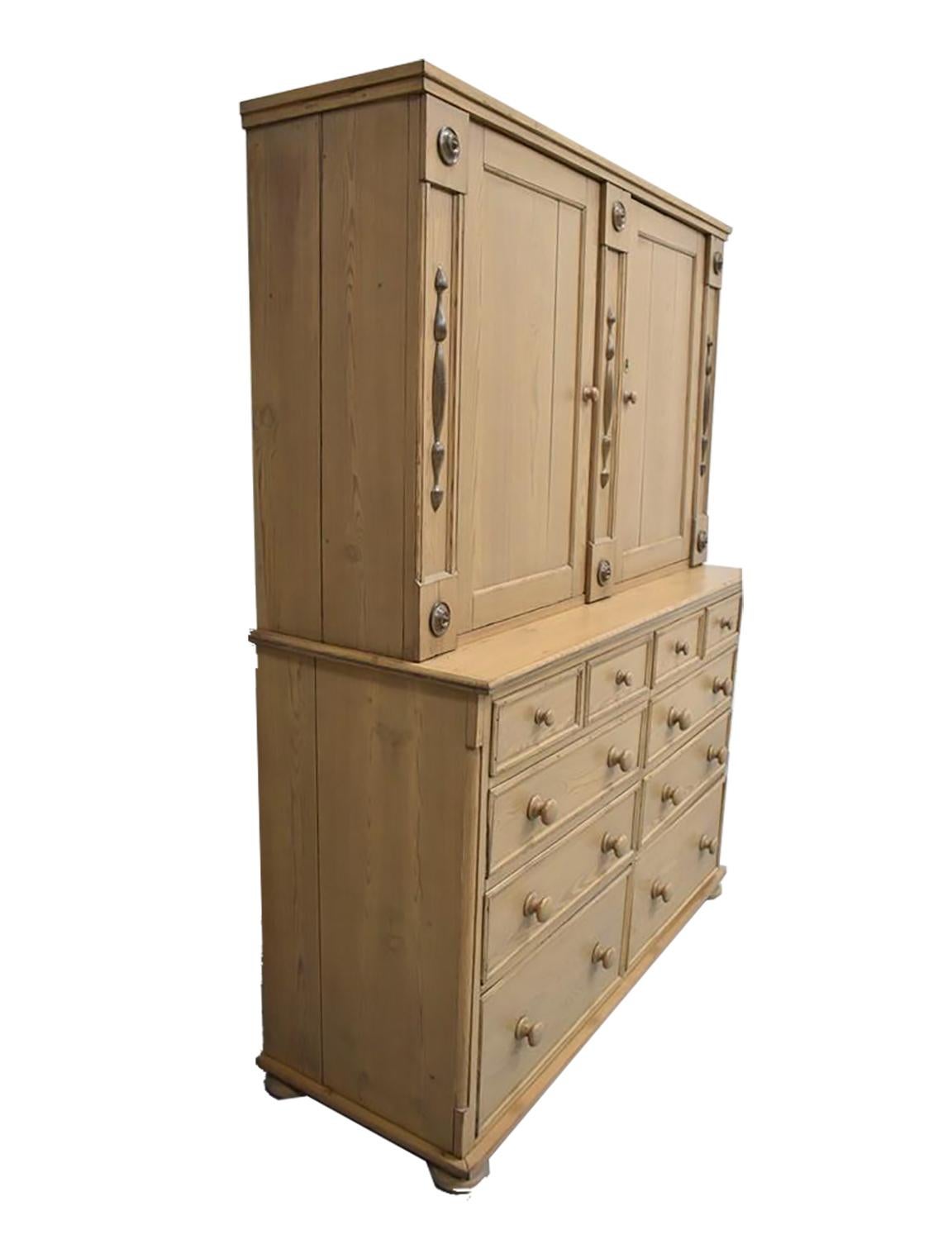 American Craftsman Rustic Bleached Redwood Hutch For Sale