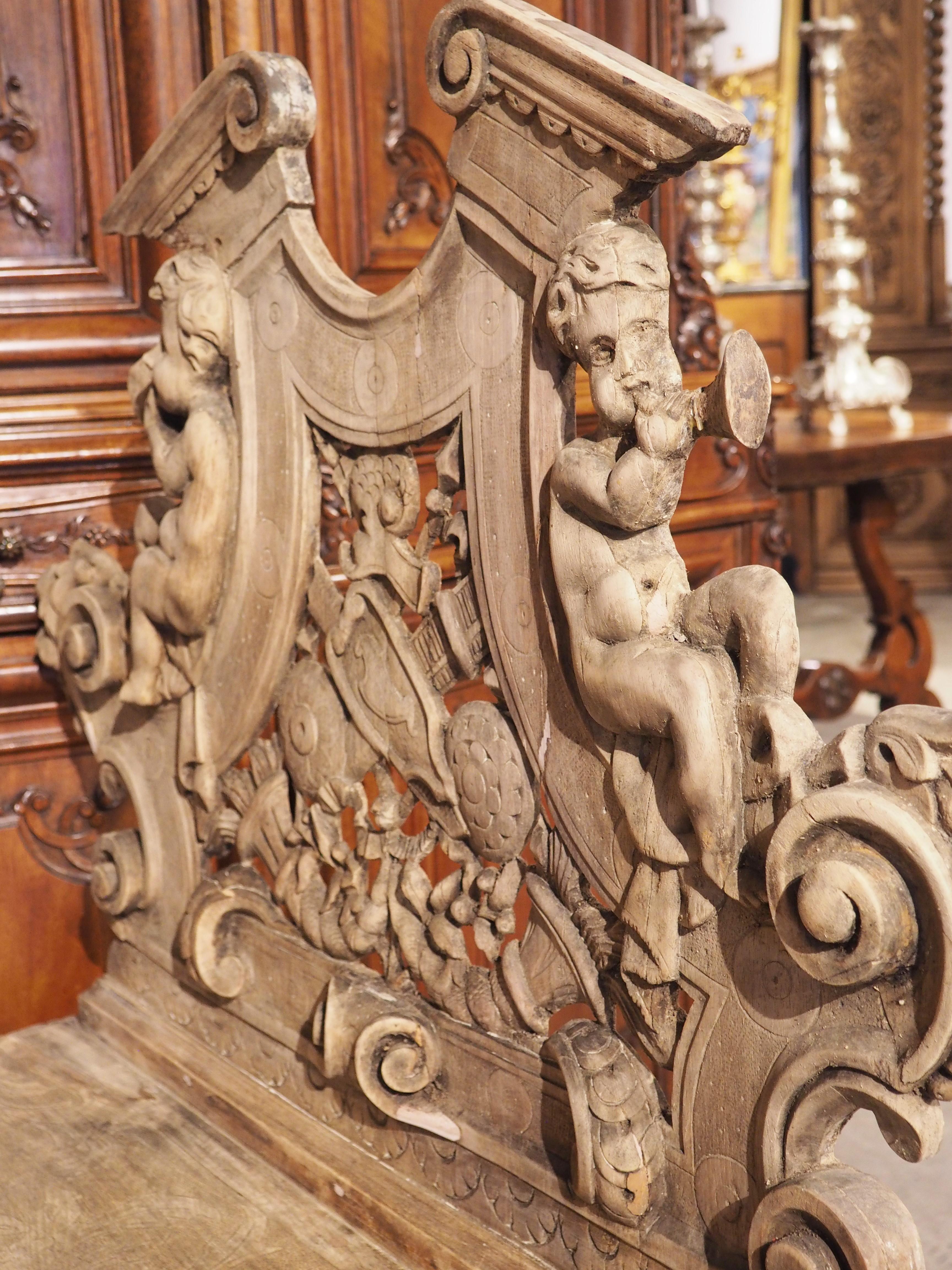 Nussbaum-Sgabello-Stuhl im Renaissance-Stil aus Italien, gebleicht, um 1870 (Italienisch) im Angebot