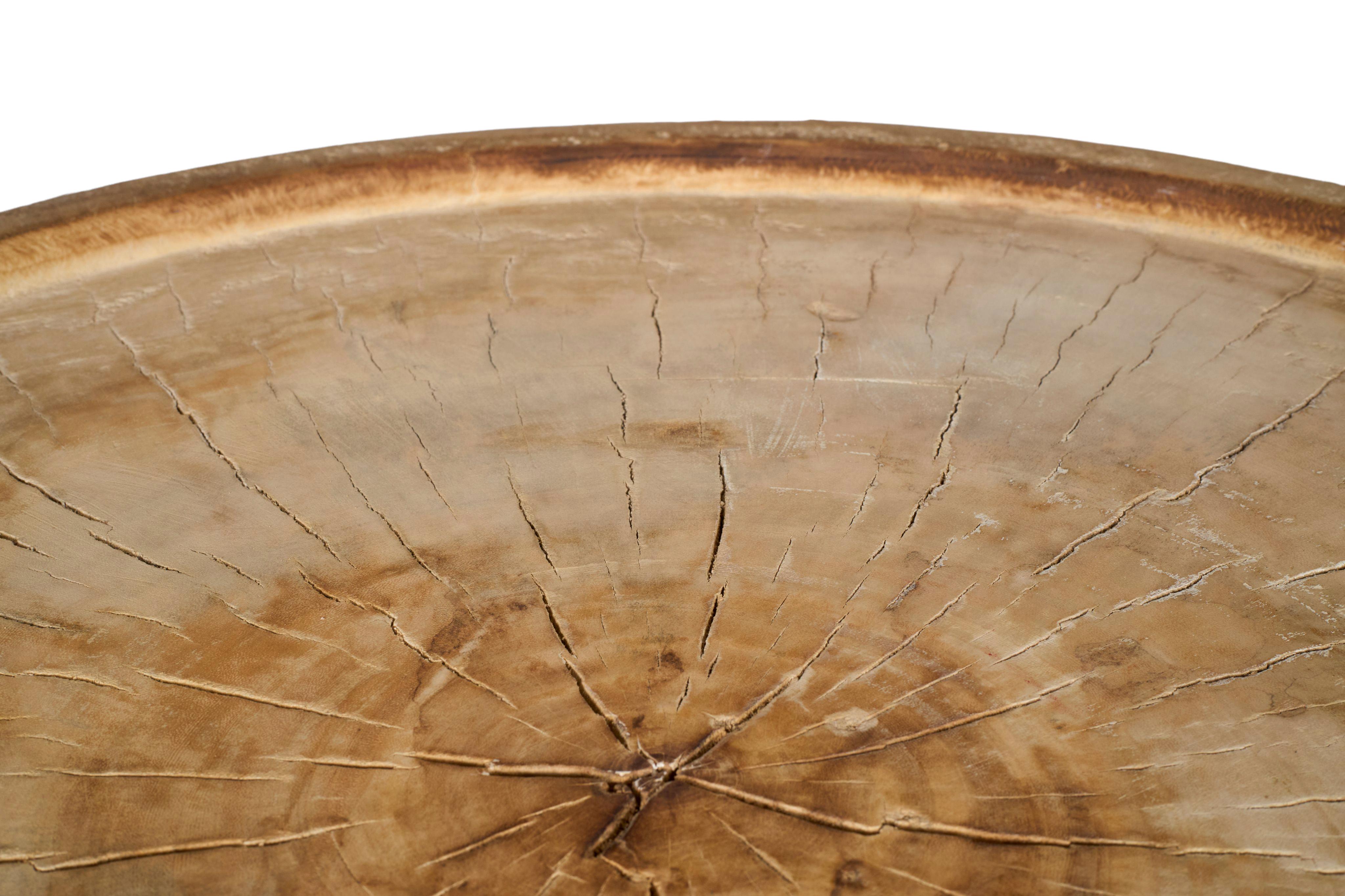 Bois Table d'appoint ronde blanchie en vente