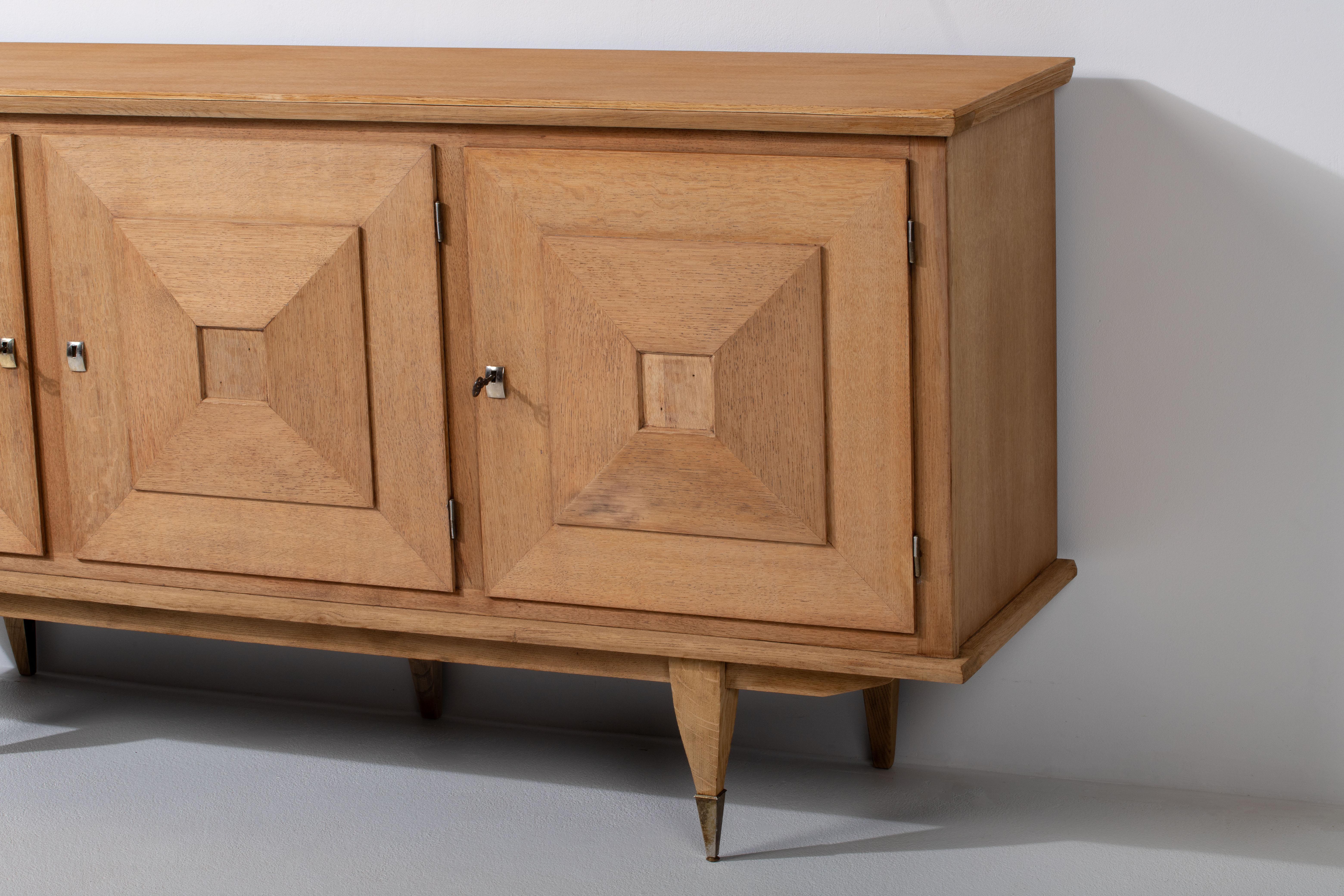Bleached Solid Oak Cabinet, France, 1940s For Sale 3