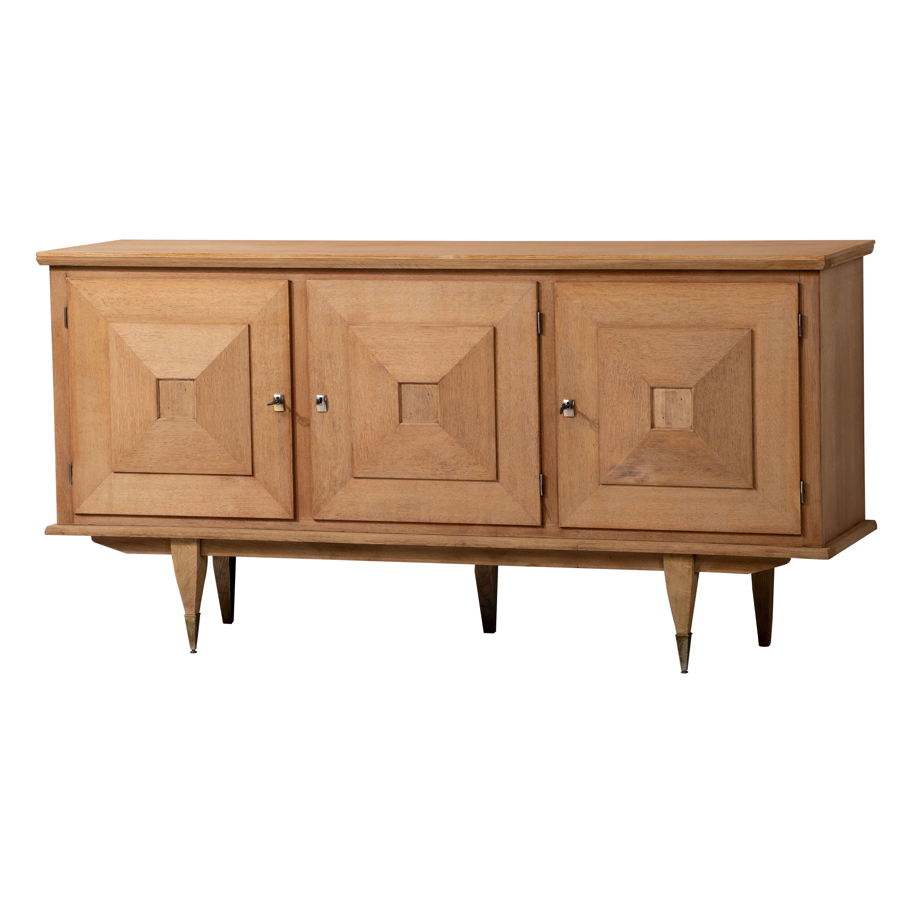 Bleached Solid Oak Cabinet, France, 1940s