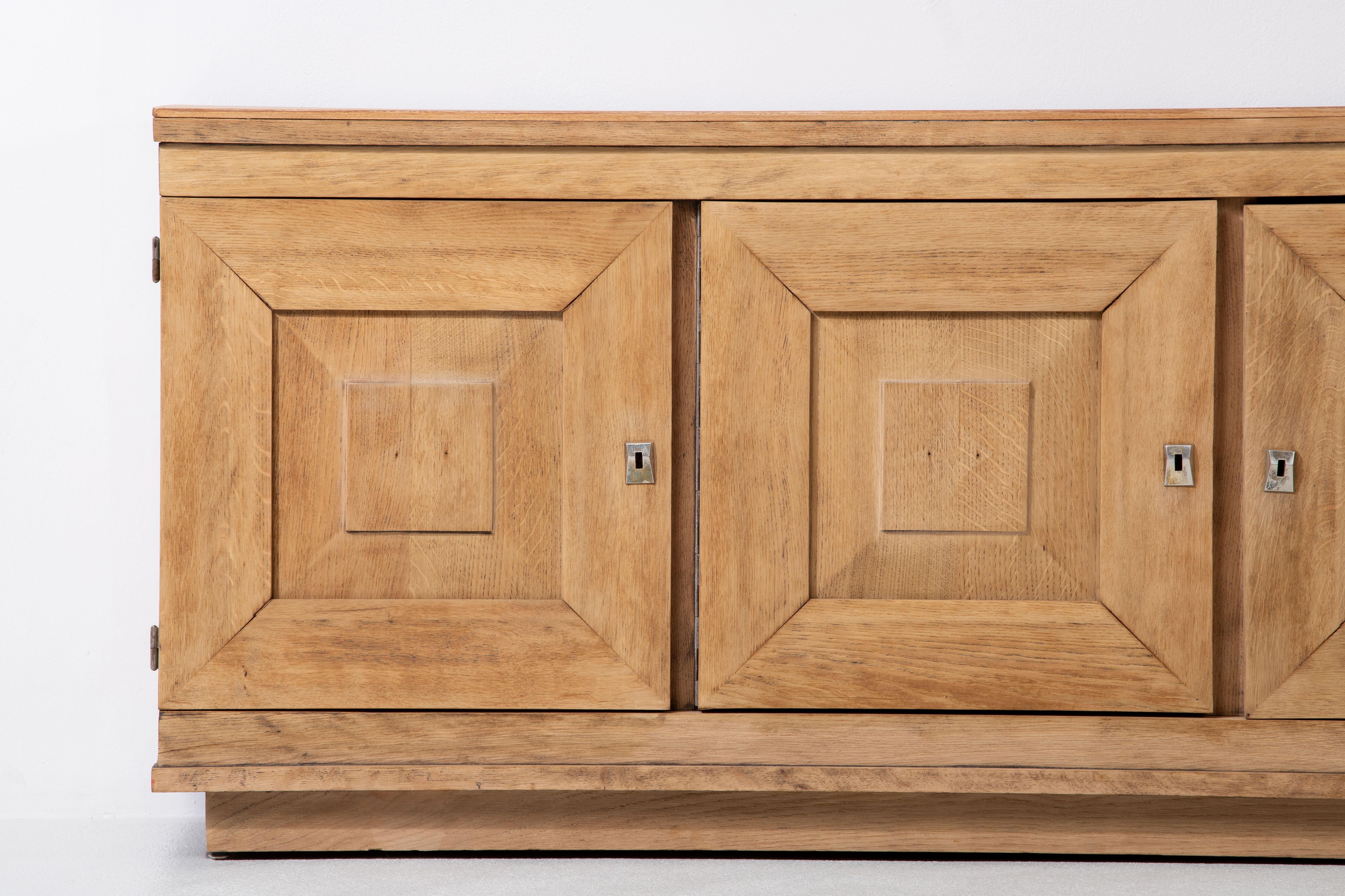 Bleached Solid Oak Cabinet, France, 1950s 3