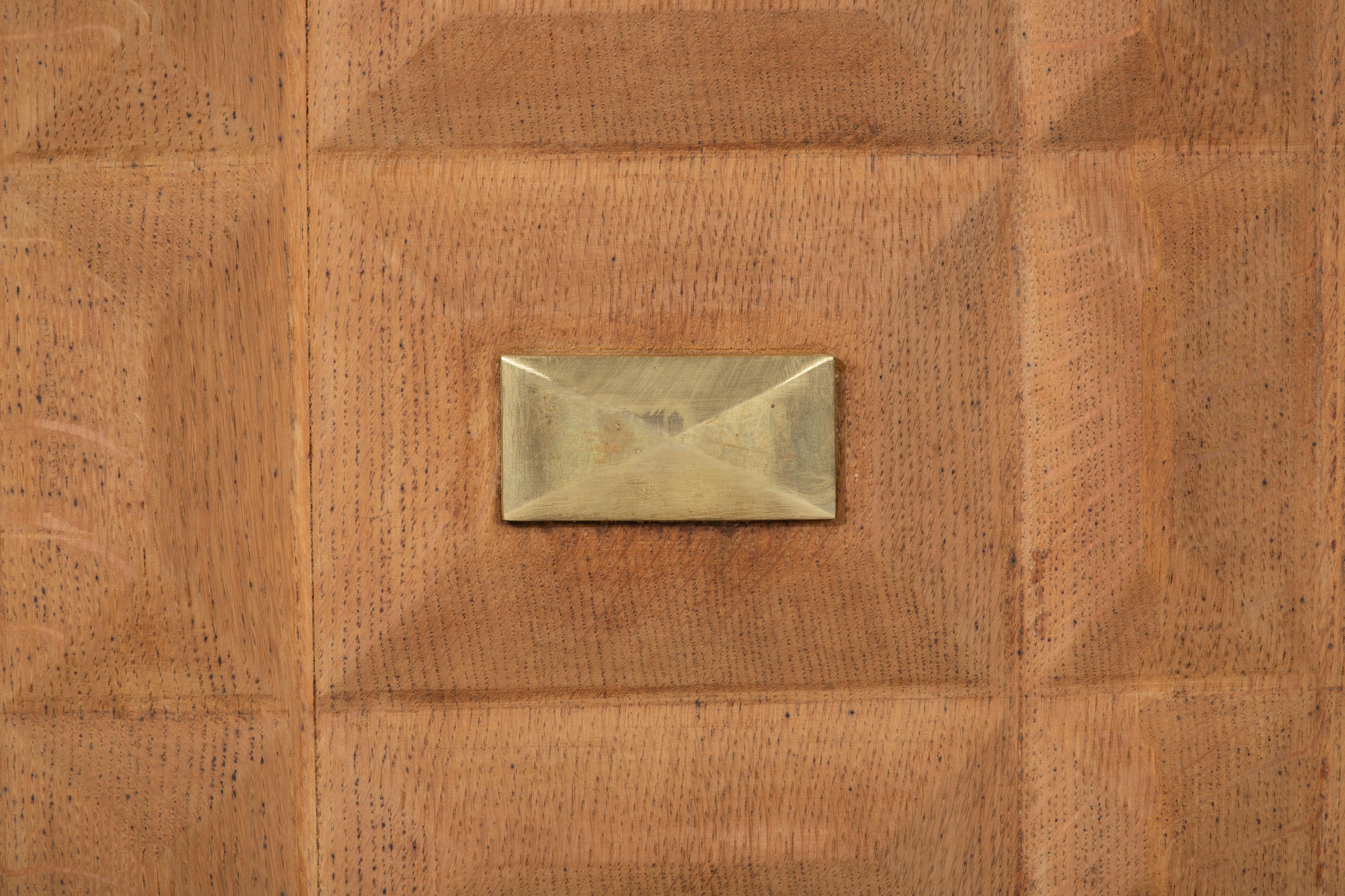 Bleached Solid Oak Cabinet with Graphic Details, France, 1940s 3