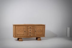 Bleached Solid Oak Credenza, France, 1940s