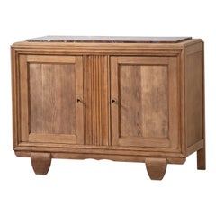 Bleached Solid Oak Credenza, France, 1940s