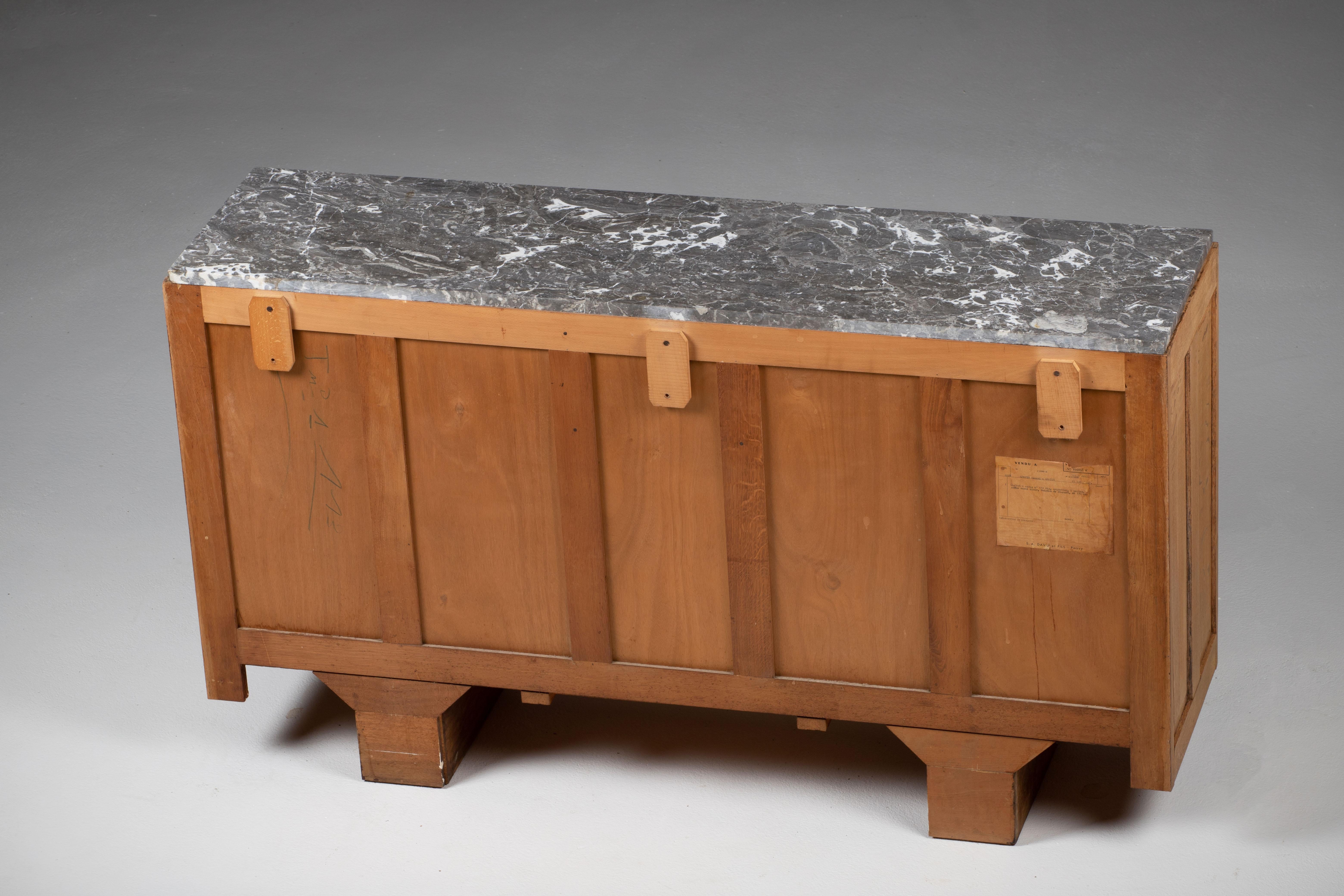 Bleached Solid Oak Credenza with Graphic Details, France, 1940s 4