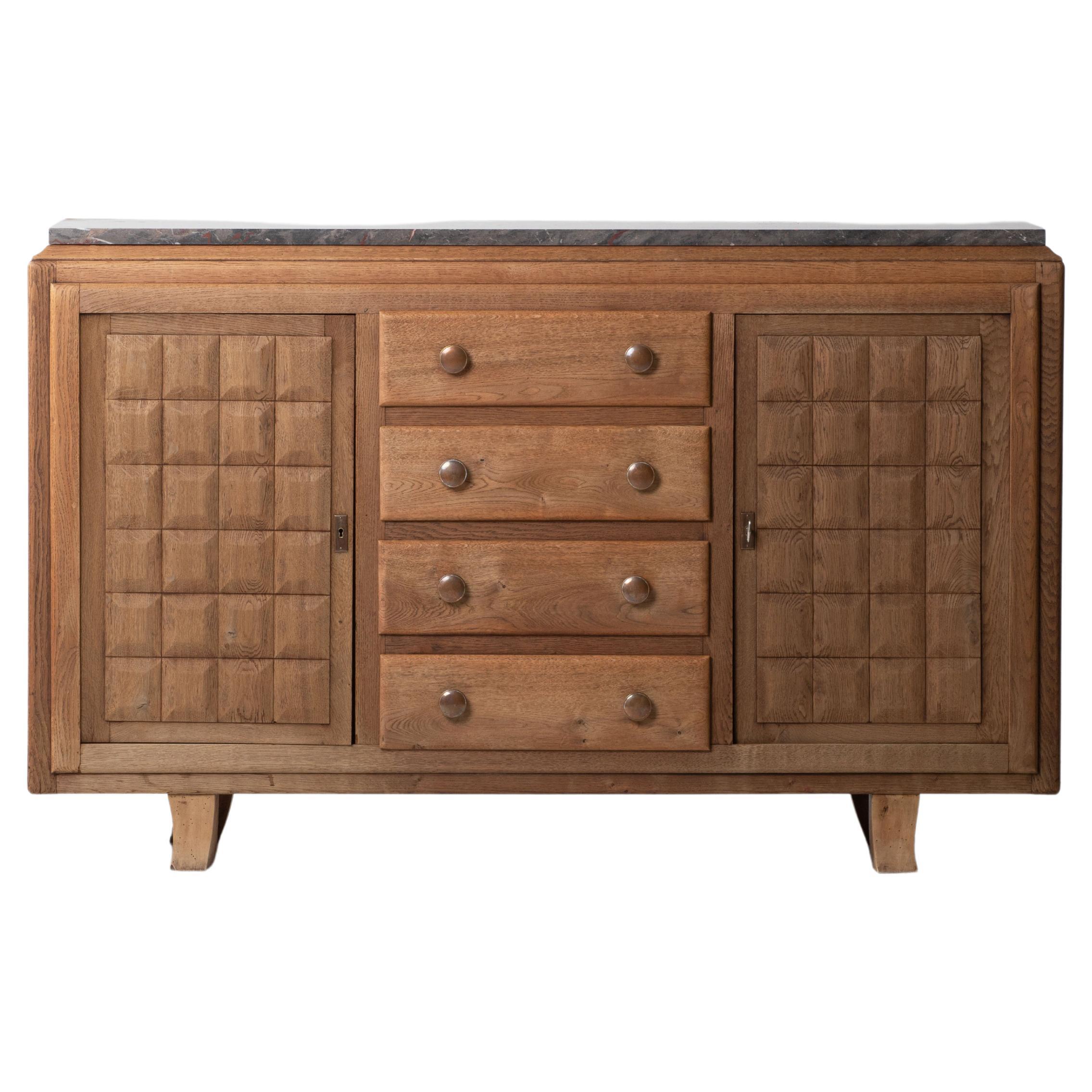 French Solid Oak Credenza with Hand Carved Details, 1940s For Sale at  1stDibs