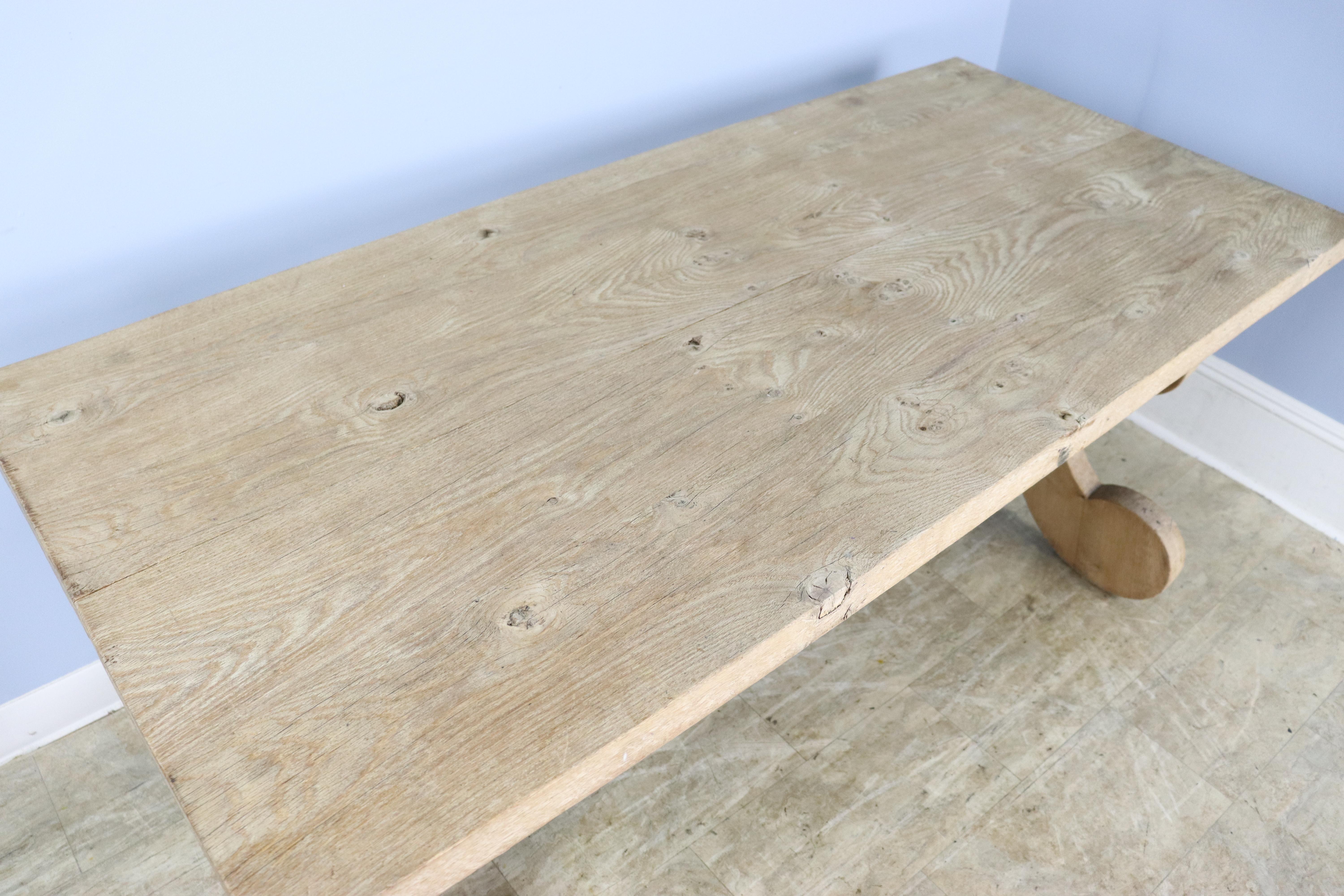 Bleached Spanish Oak Breakfast Table with Iron Stretcher For Sale 3