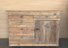 Bleached Spanish Pine Cabinet with drawers and Door, circa 1840-60