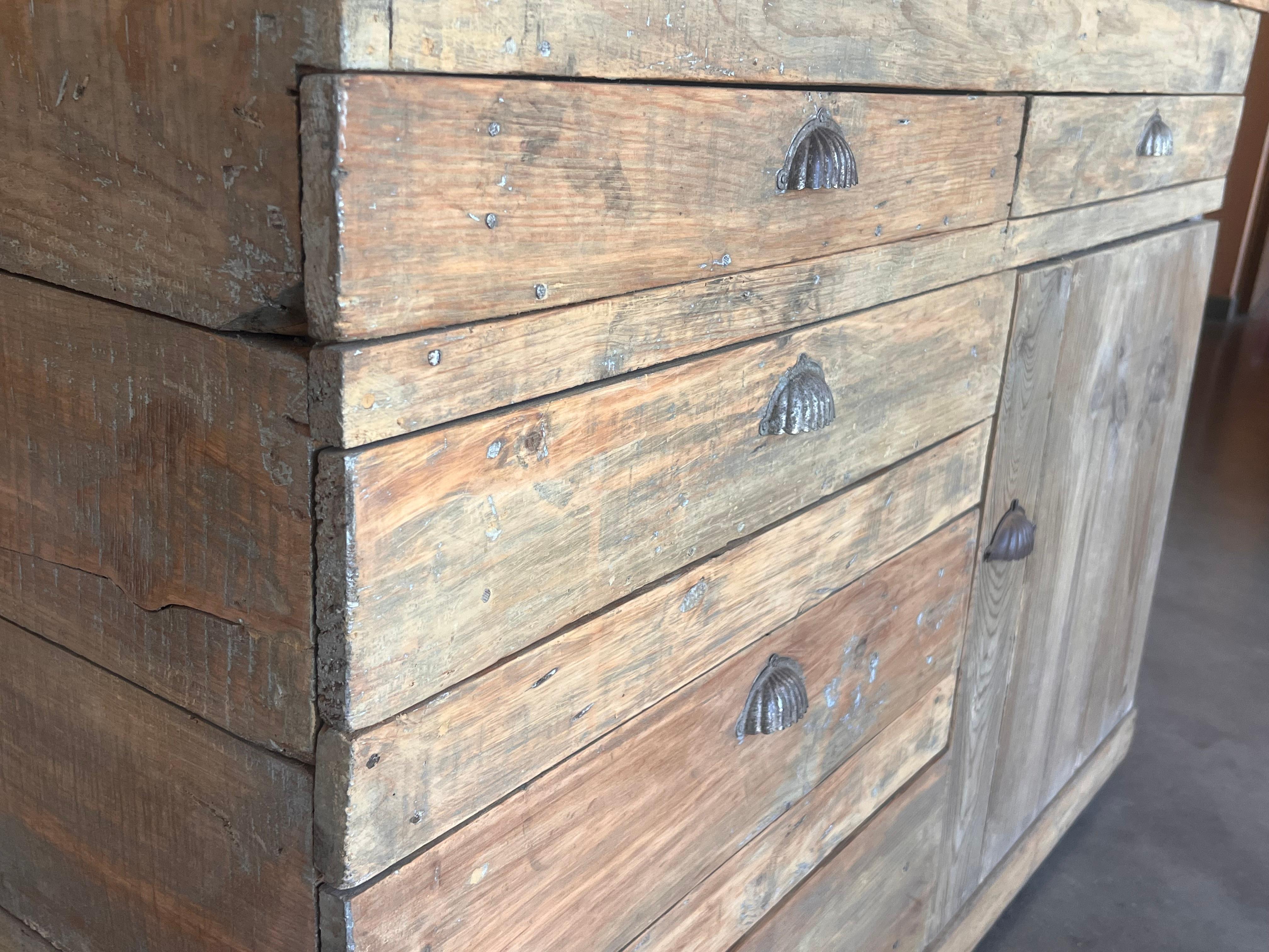 Bleached Spanish Pine Cabinet with drawers and Door, circa 1840-60 In Good Condition For Sale In Miami, FL