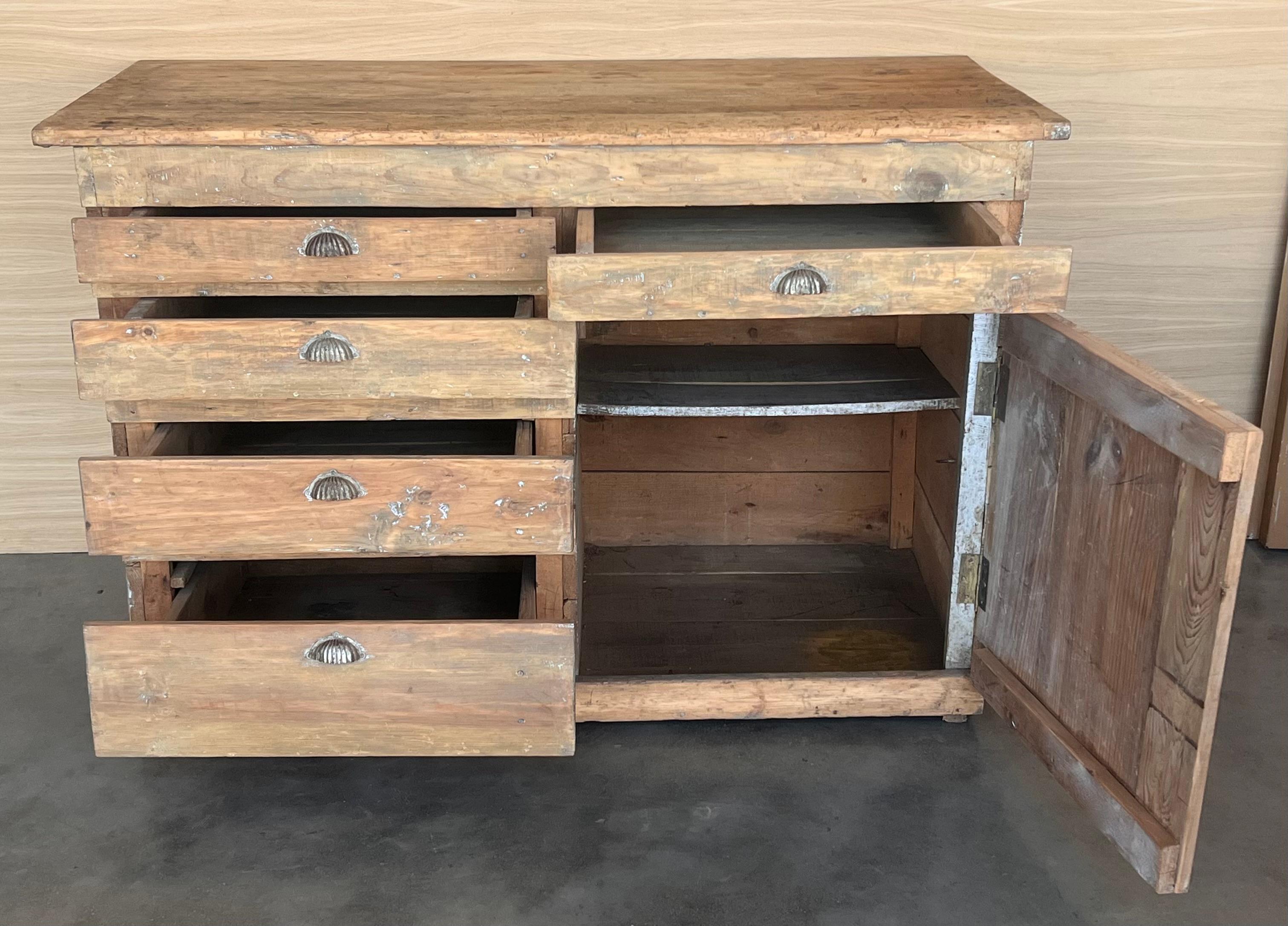 Bleached Spanish Pine Cabinet with drawers and Door, circa 1840-60 For Sale 2