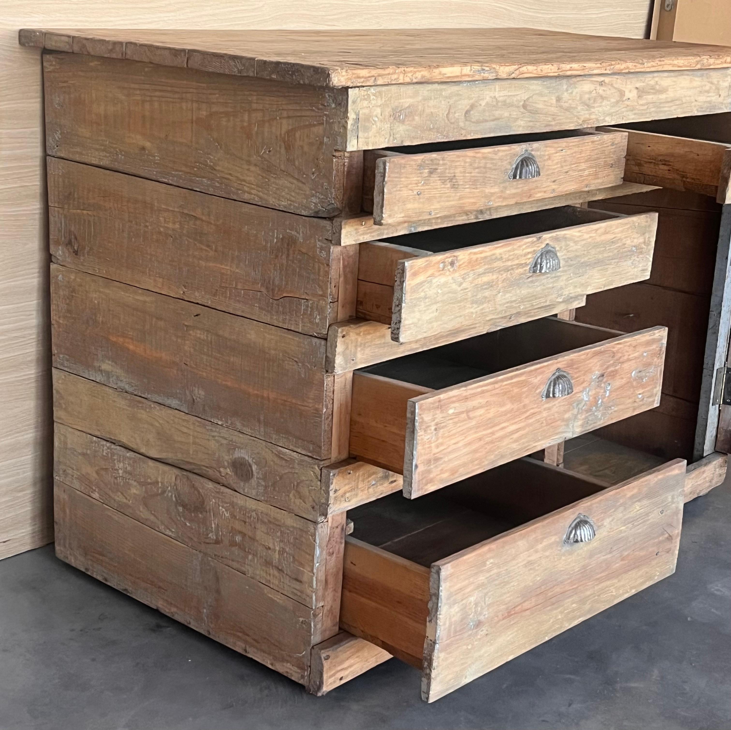 Bleached Spanish Pine Cabinet with drawers and Door, circa 1840-60 For Sale 3