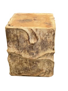 Bleached Square Shape Suar Wood Side Table, Indonesia, Contemporary