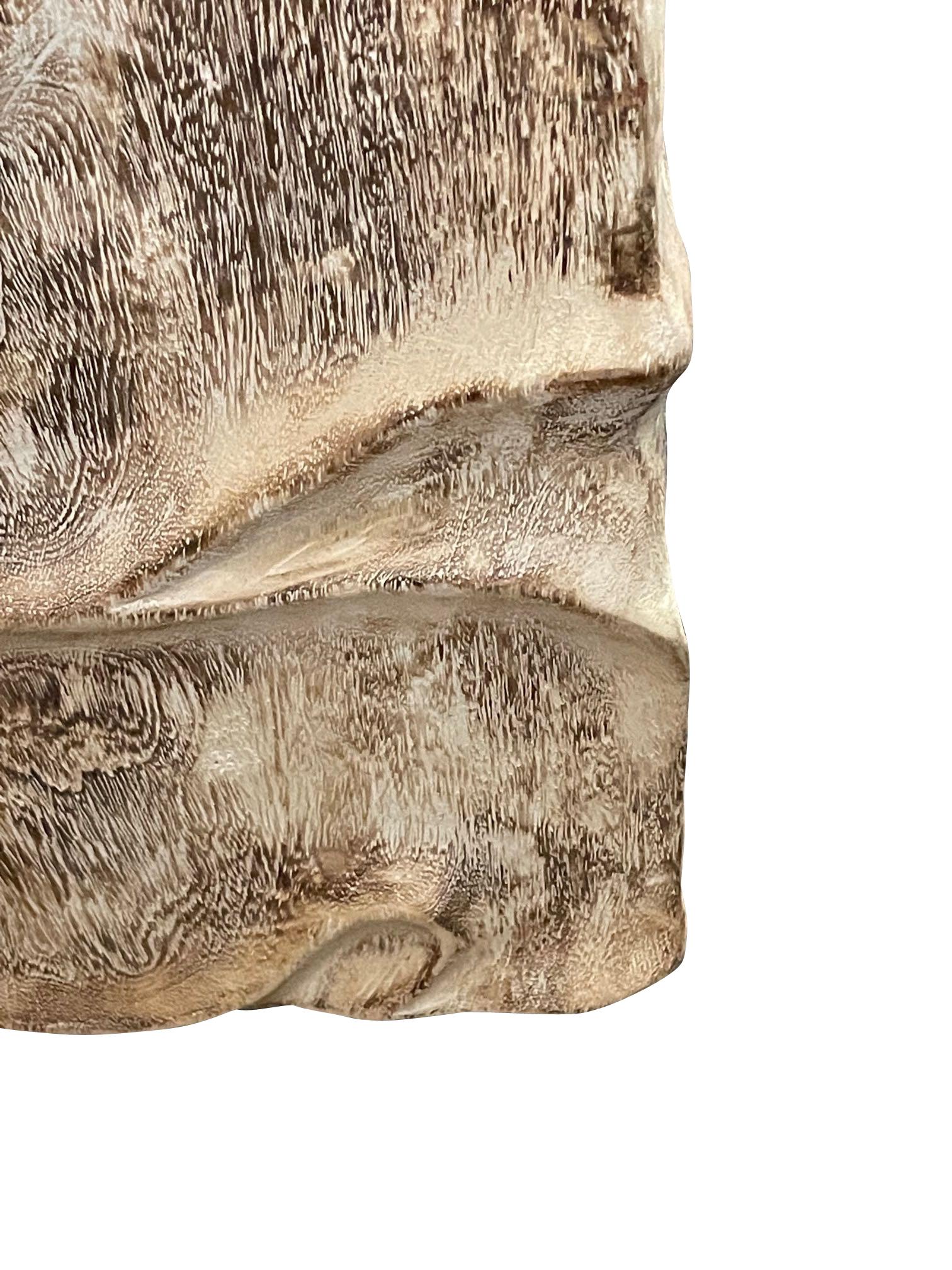 Bleached Square Shape Suar Wood Side Table, Indonesia, Contemporary In New Condition In New York, NY