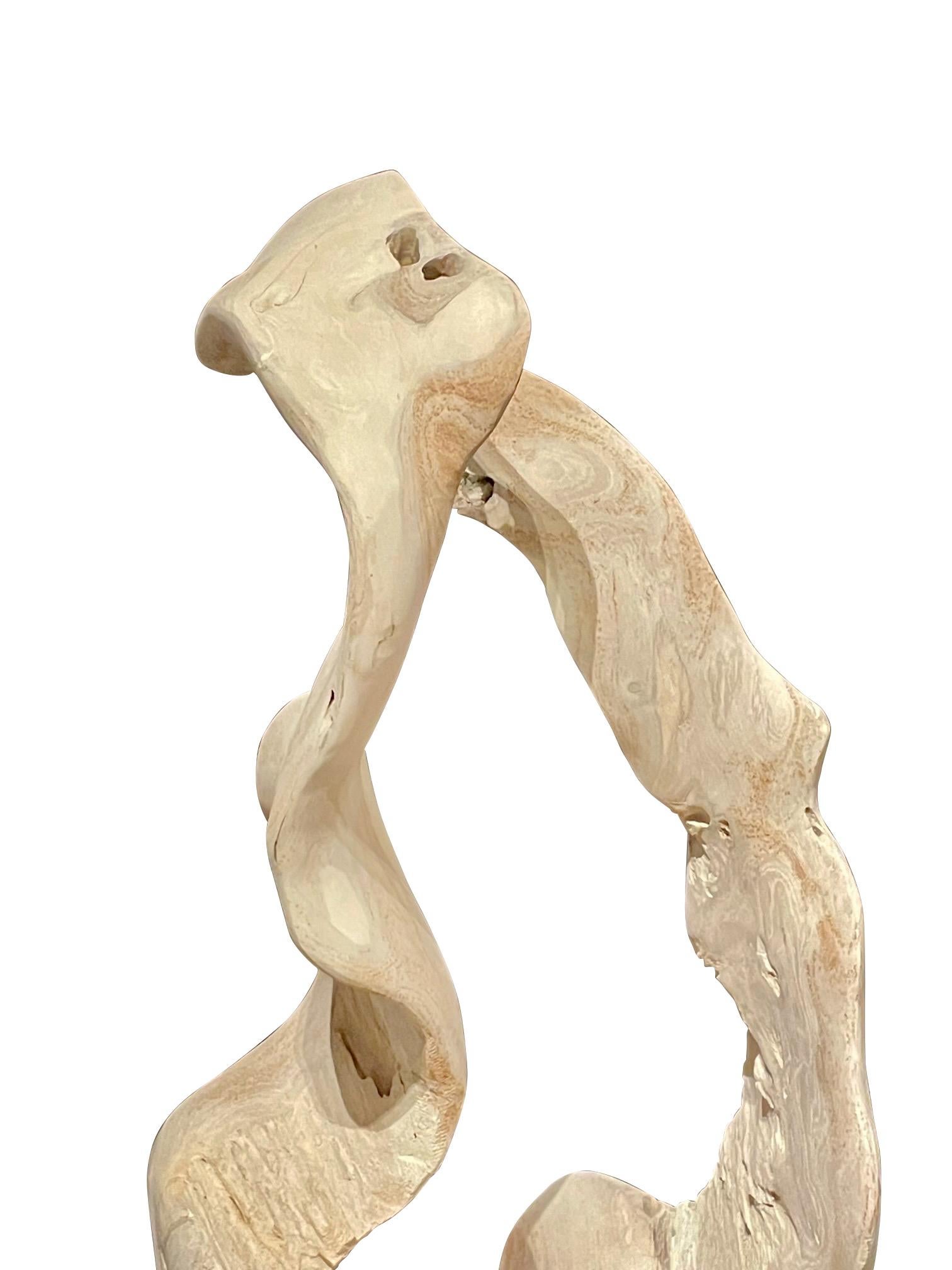 Indonesian Bleached Teak Wood Free Form Sculpture, Indonesia, Contemporary For Sale