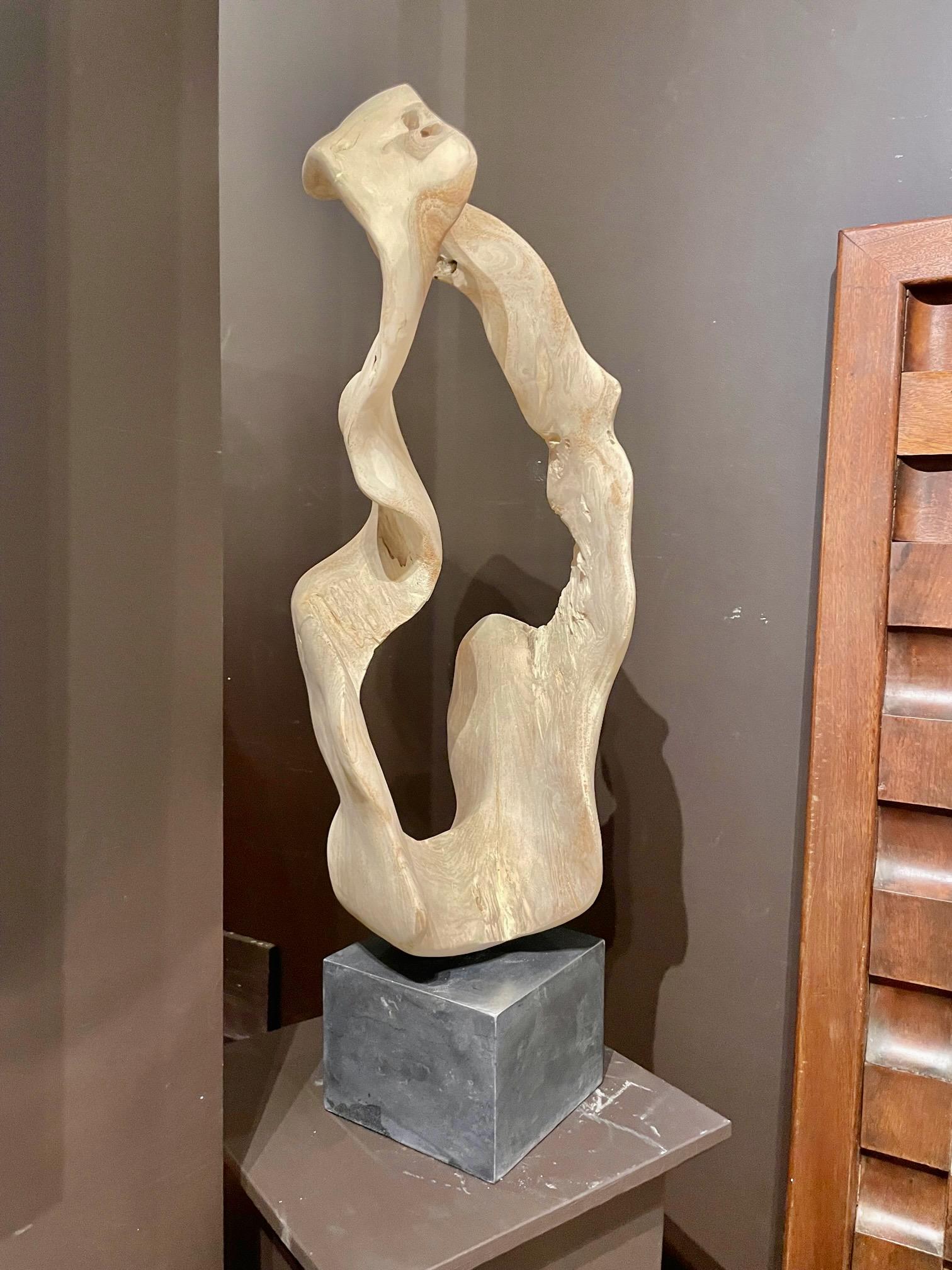 Bleached Teak Wood Free Form Sculpture, Indonesia, Contemporary For Sale 1