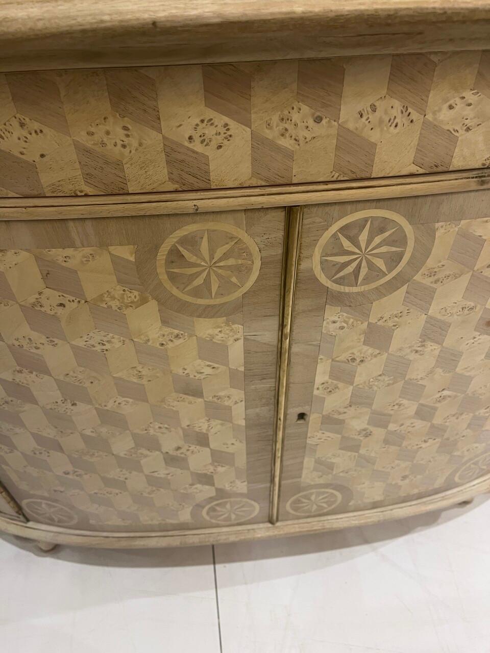 American Bleached Theodore Alexander Demilune Cabinet For Sale