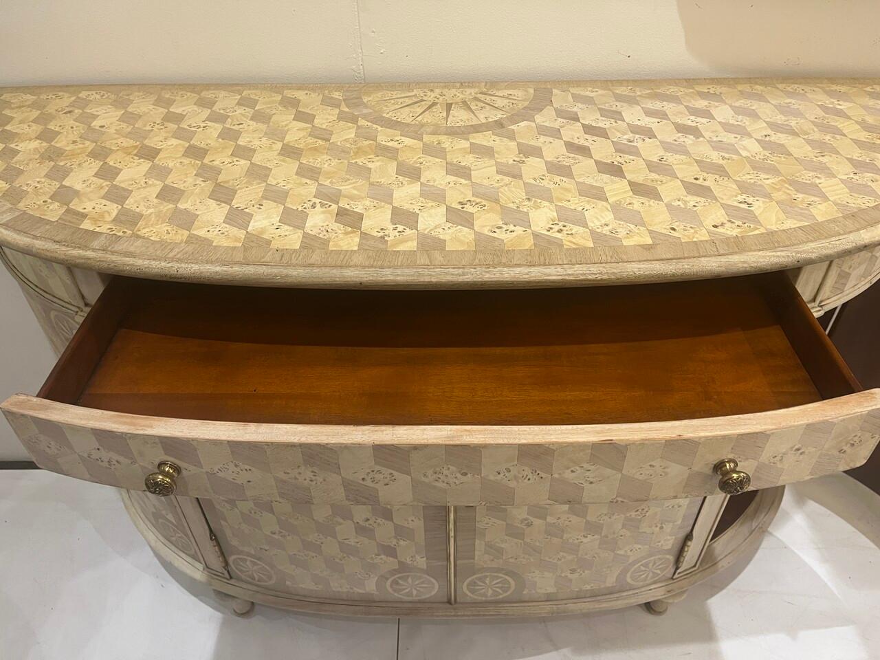 Bleached Theodore Alexander Demilune Cabinet For Sale 1