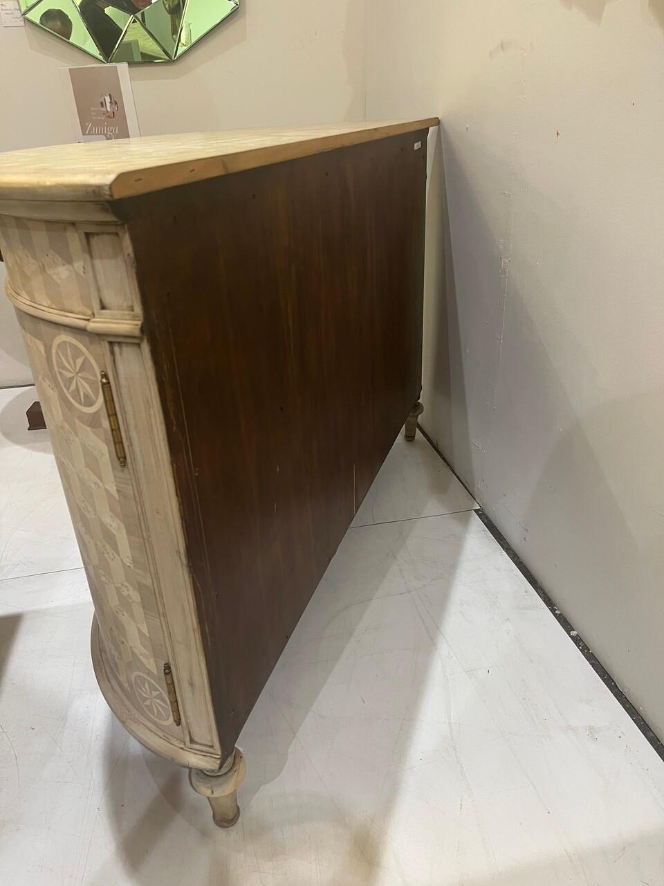 Bleached Theodore Alexander Demilune Cabinet For Sale 2