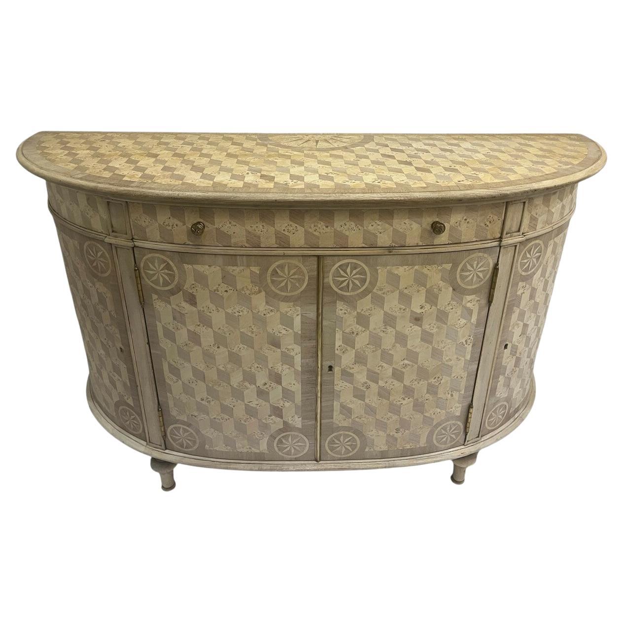 Bleached Theodore Alexander Demilune Cabinet For Sale