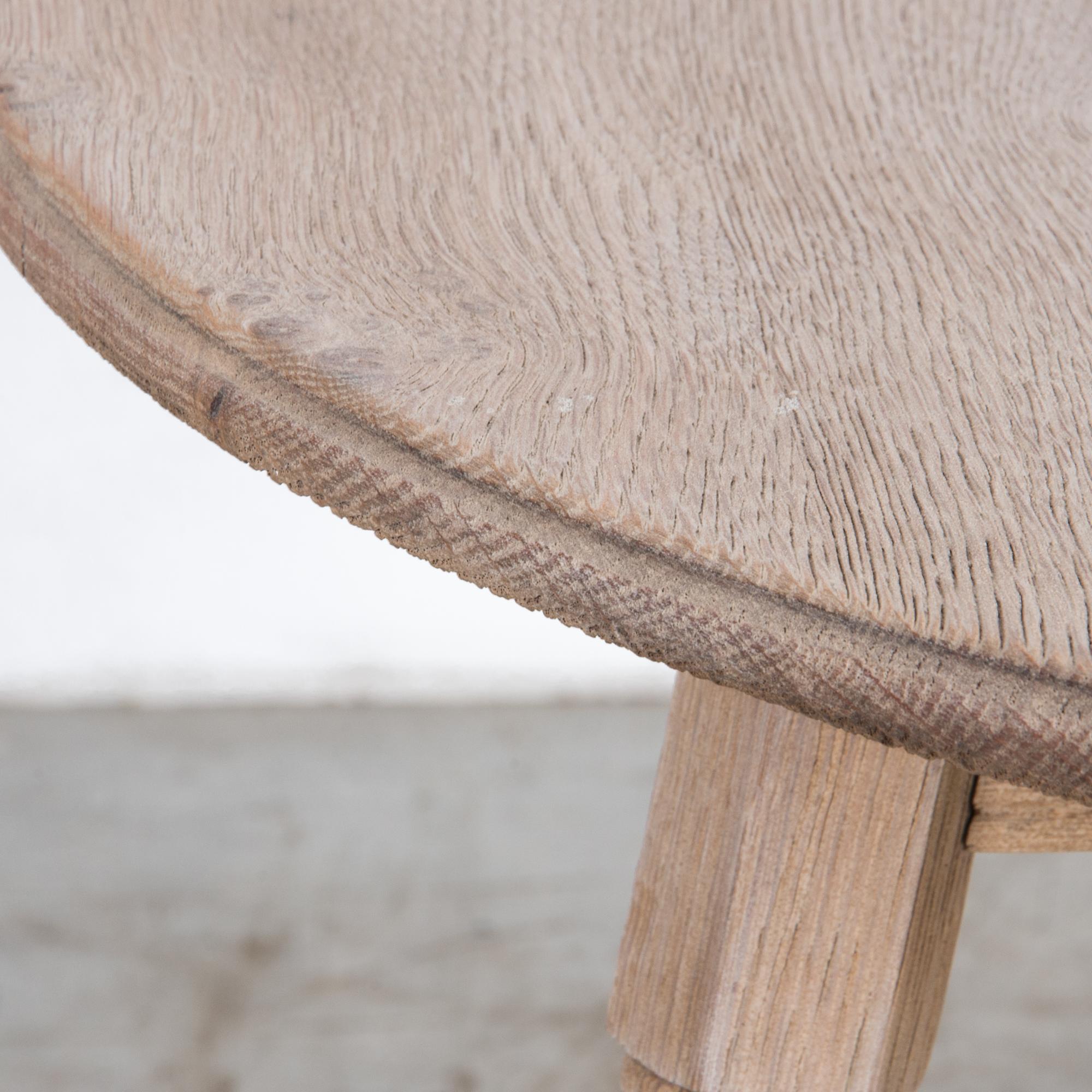 British Bleached Three-Legged Round Oak Table