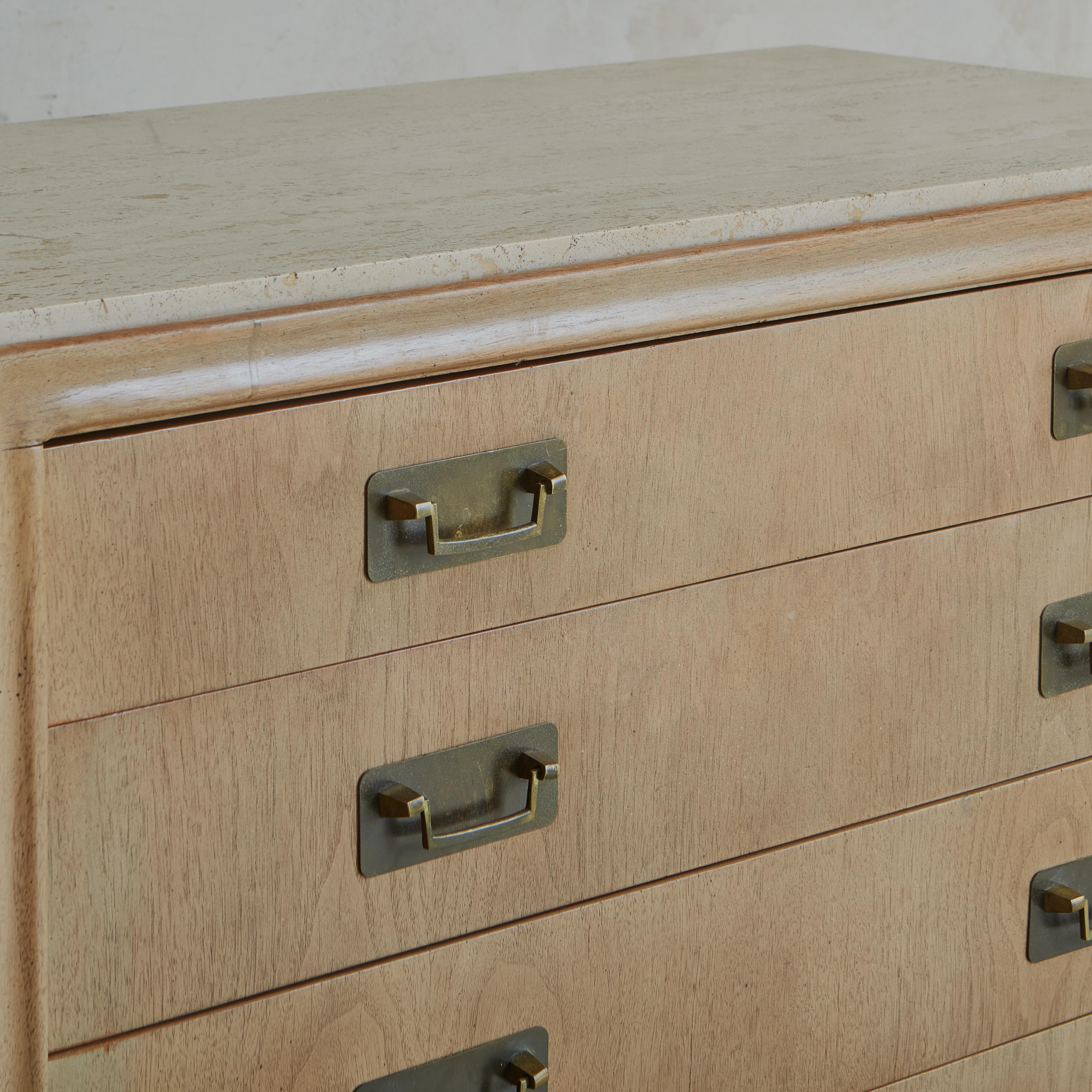 Bleached Walnut Chest of Drawers with Travertine Top by Gerry Zanck for Gregori For Sale 3
