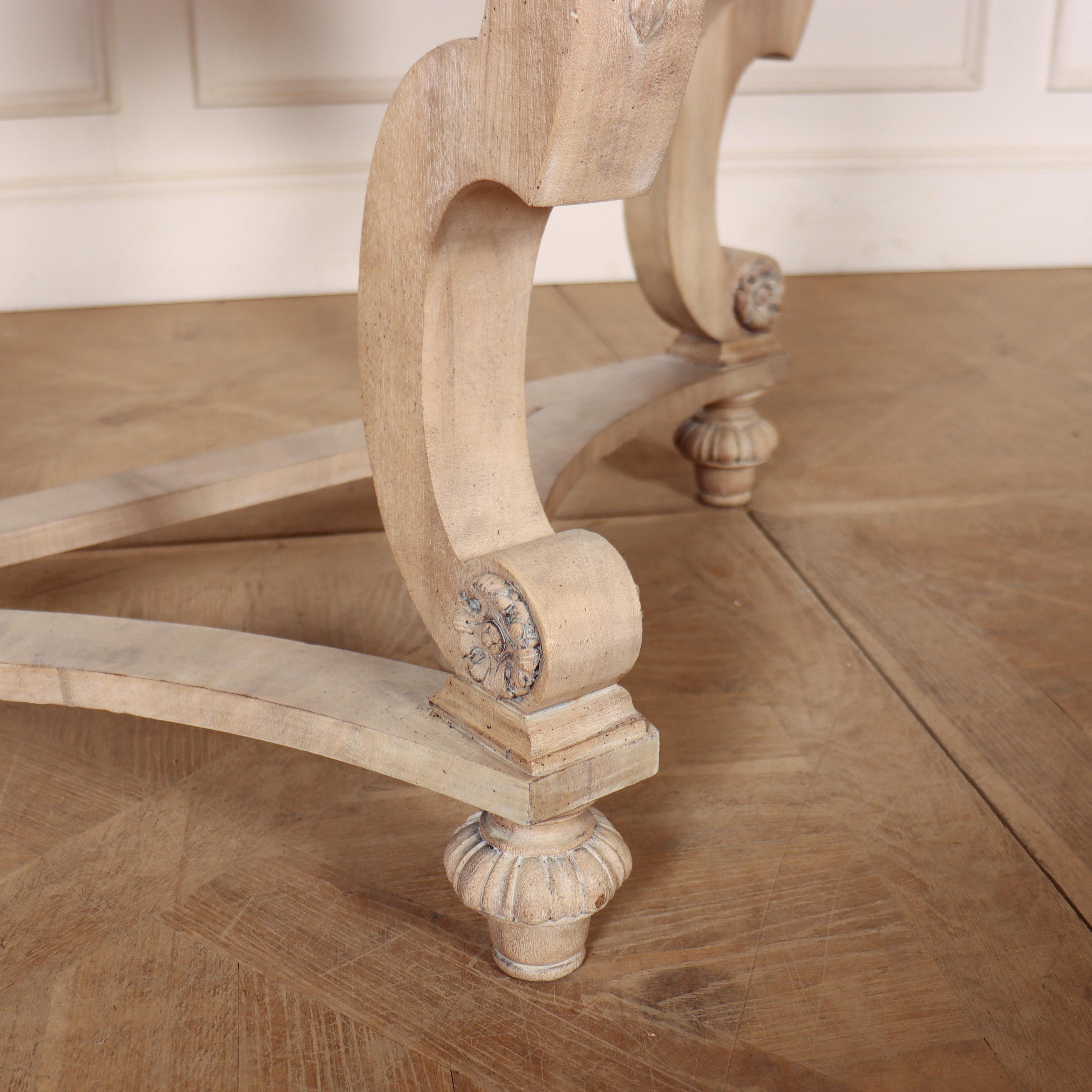 European Bleached Walnut Demi Lune Console For Sale