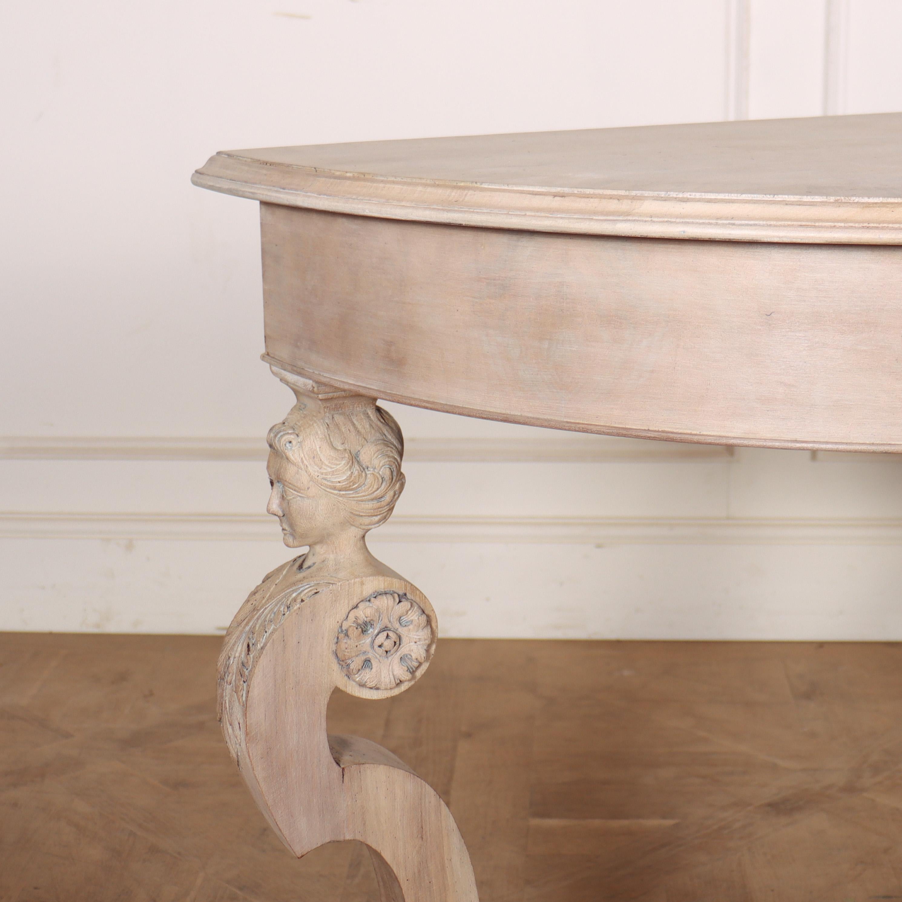 Bleached Walnut Demi Lune Console In Good Condition For Sale In Leamington Spa, Warwickshire